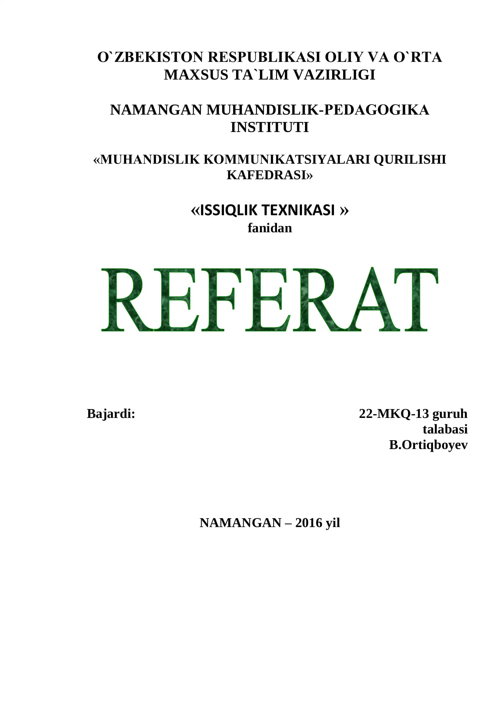ISSIQLIK ALMASHINUV APPARATLARI