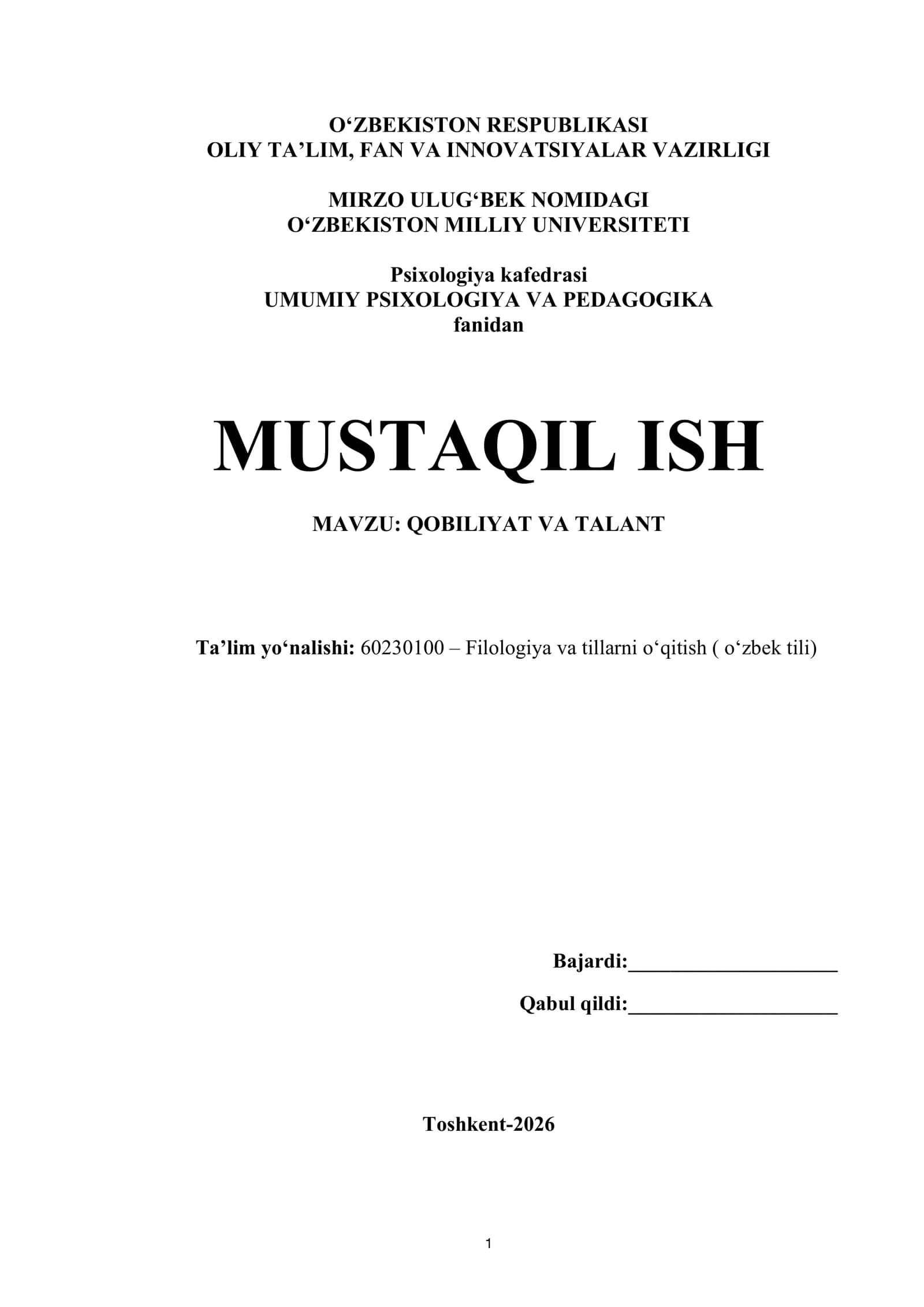 QOBILIYAT VA TALANT