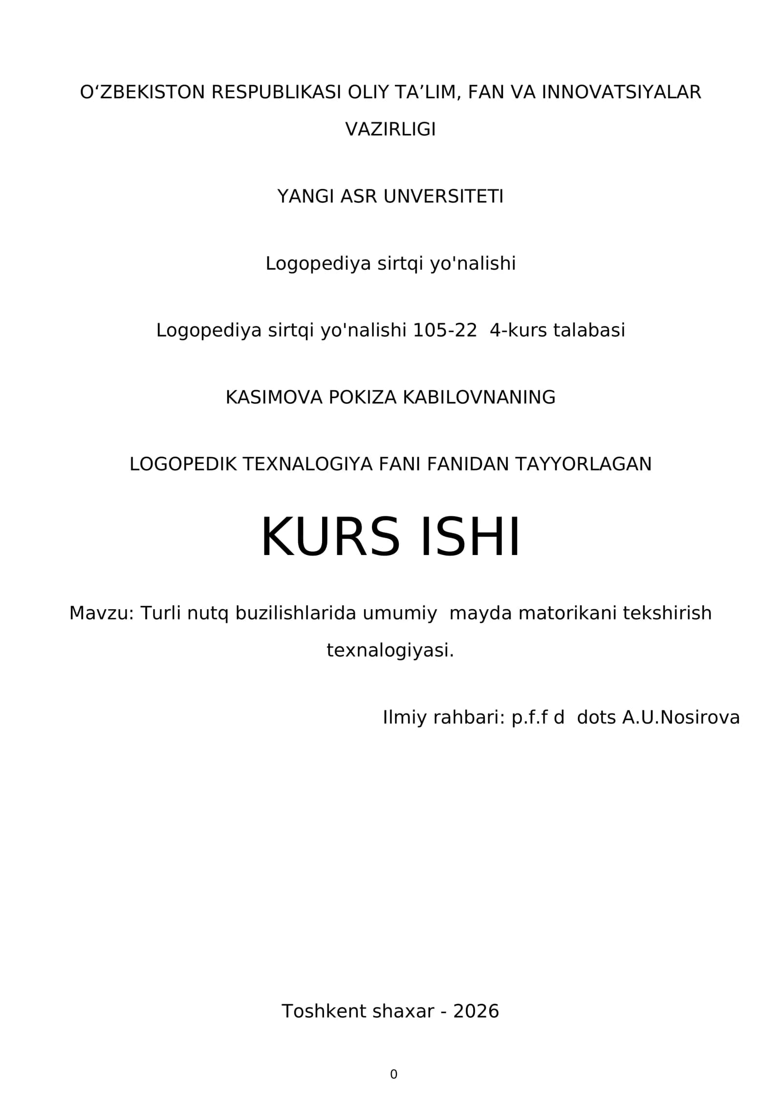 Logopediya sirtqi yo'nalishi