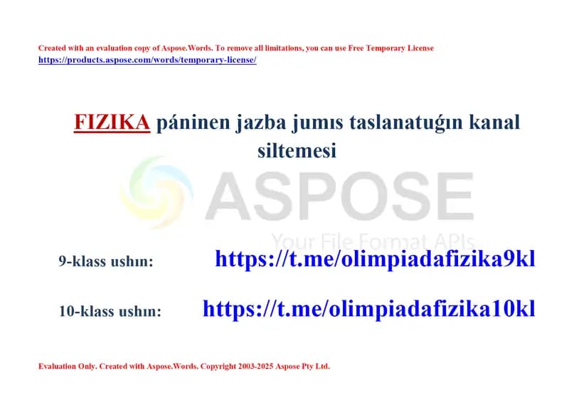 Telegram kanallar to‘plami: Fizika, Matematika, Biologiya va Kimyo (9–11-klasslar)