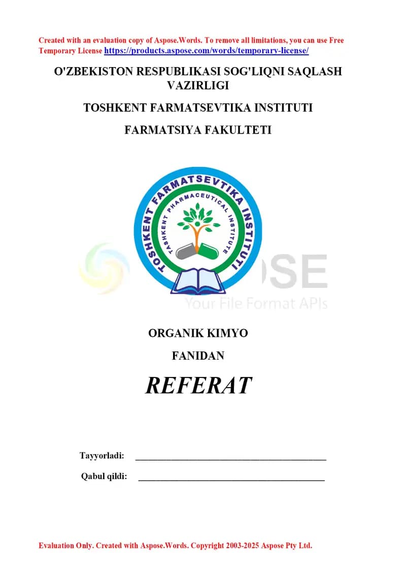 14. Aminlarning olinish usullari. Diaminlar - putretsin va kadaverin. Azobo'yoqlar. Referat 15 bet