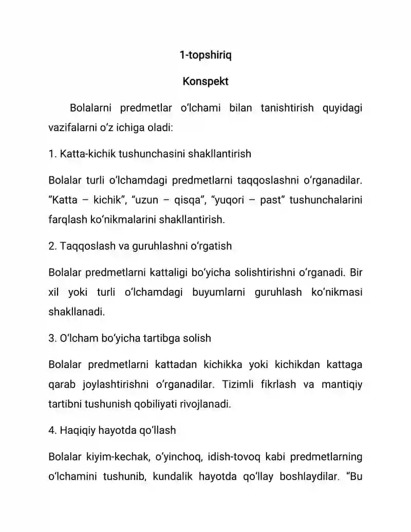 Konspekt va testlar