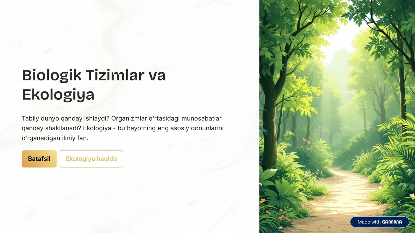 Biologik Tizimlar va Ekologiya