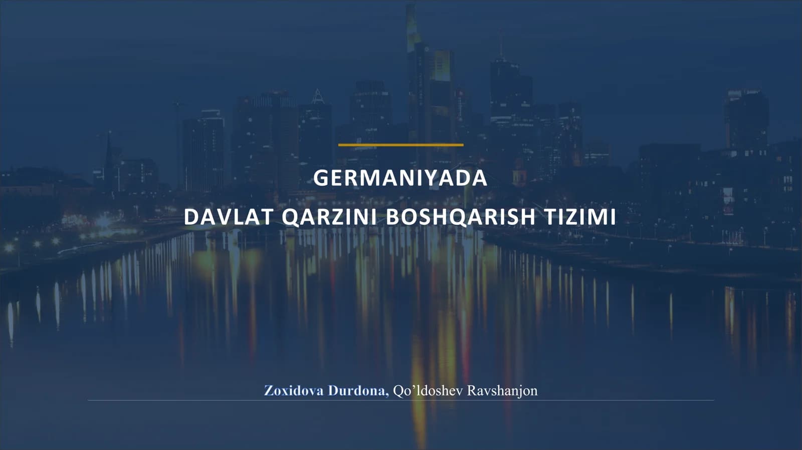 GERMANIYADA DAVLAT QARZINI BOSHQARISH TIZIMI
