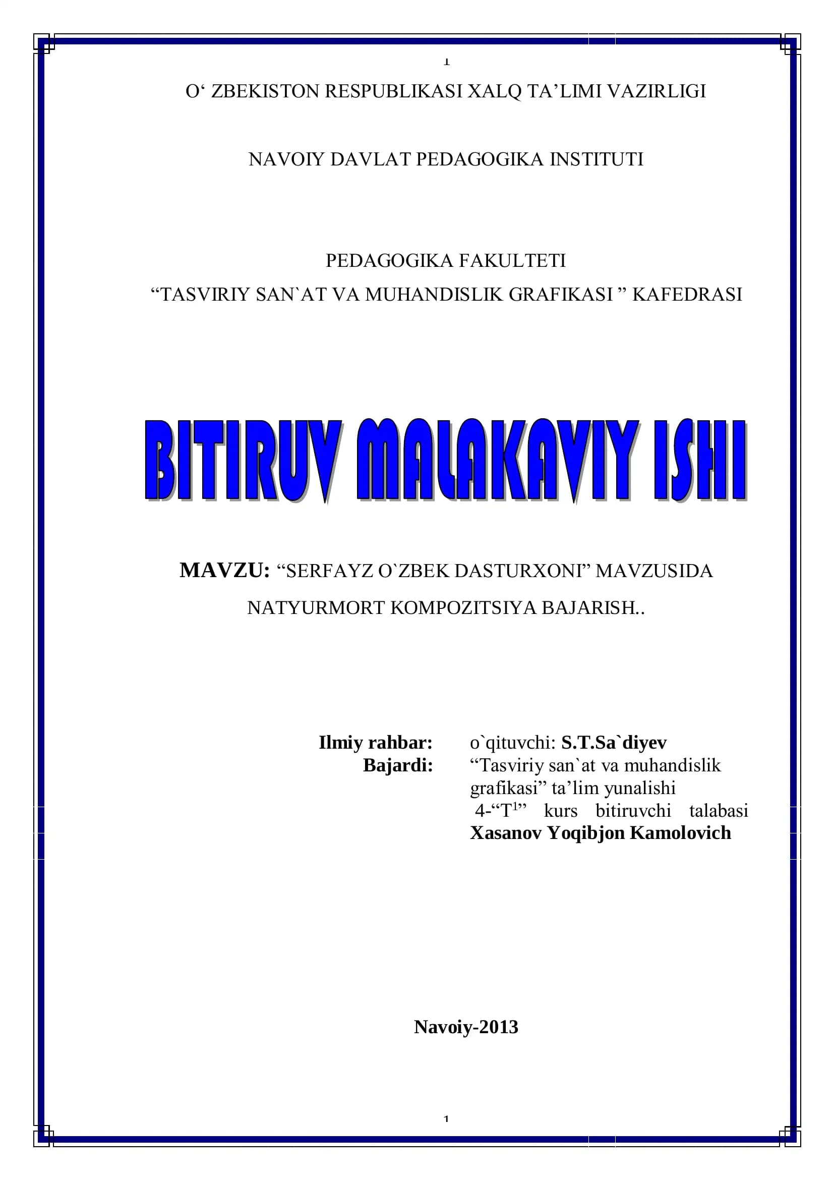 SЕRFAYZ O`ZBЕK DASTURXONI