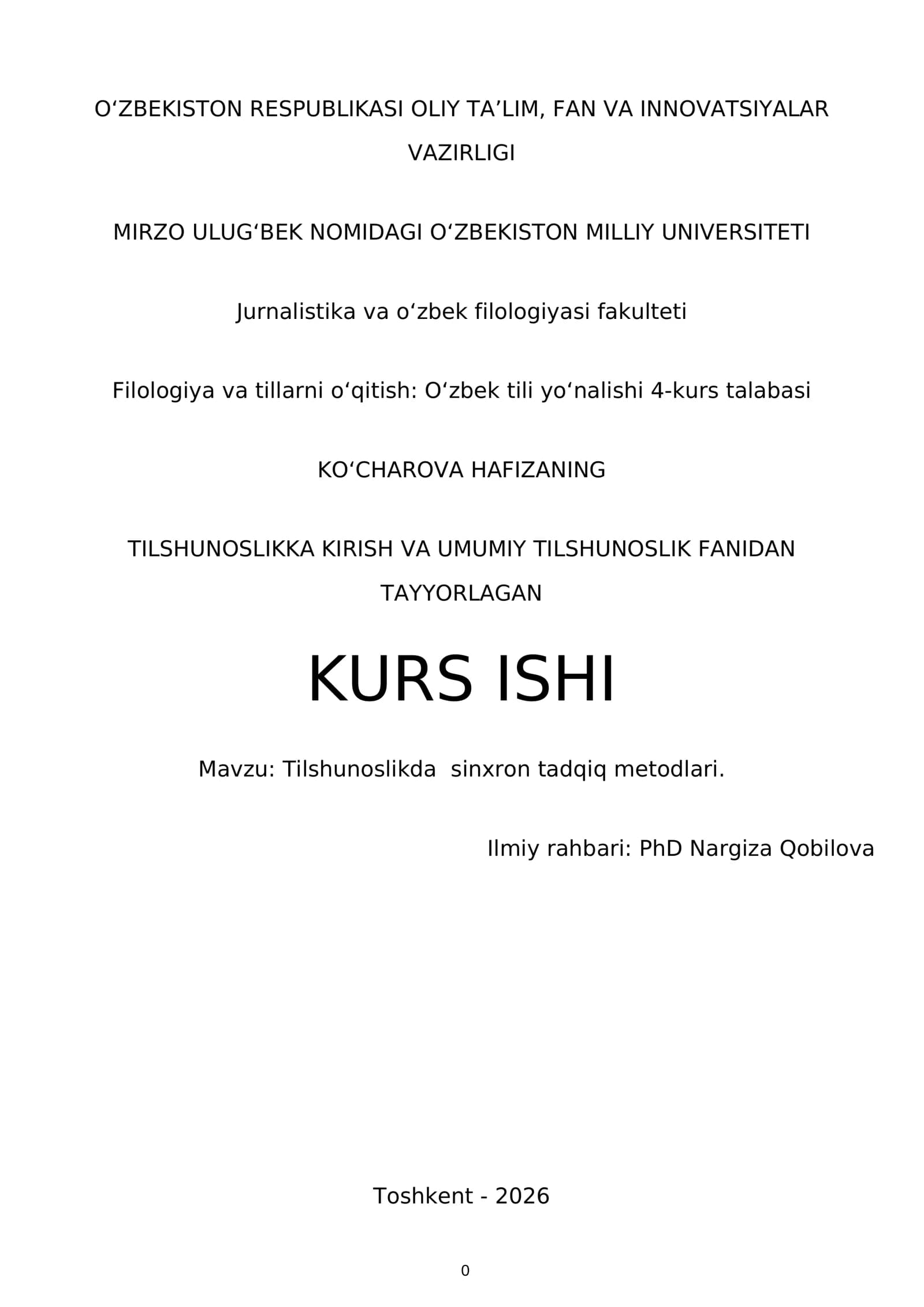 Tilshunoslikda sinxron tadqiq metodlari
