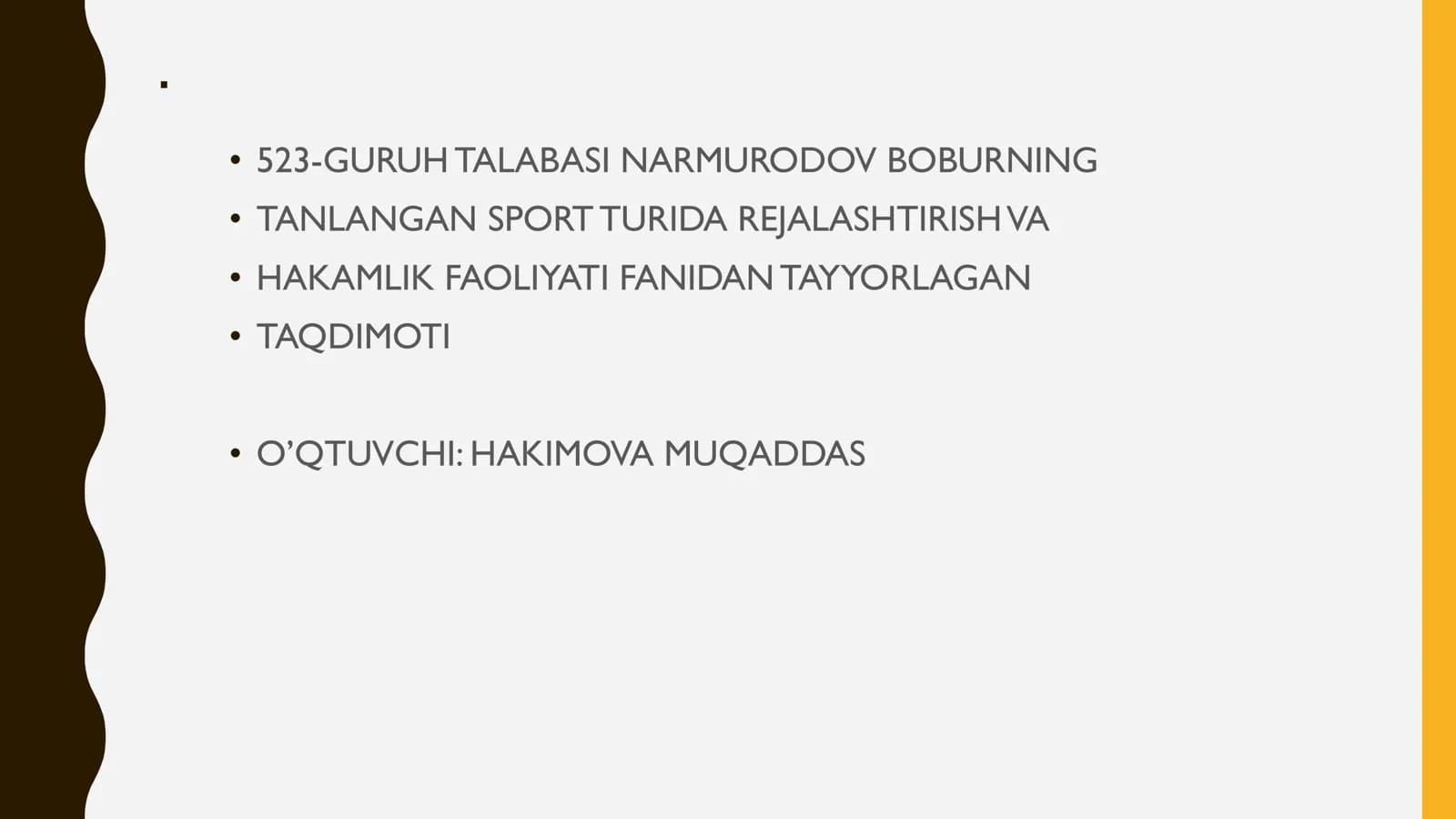 HAKAMNING MUSOBAQADAGI FAZIFALARI