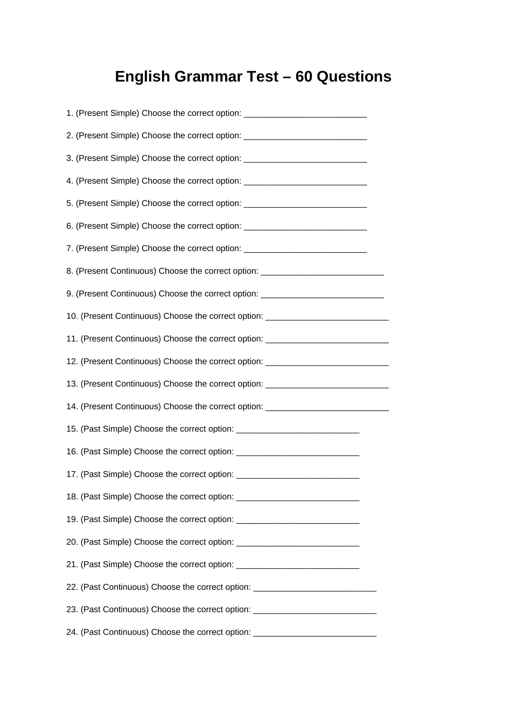 english grammar test