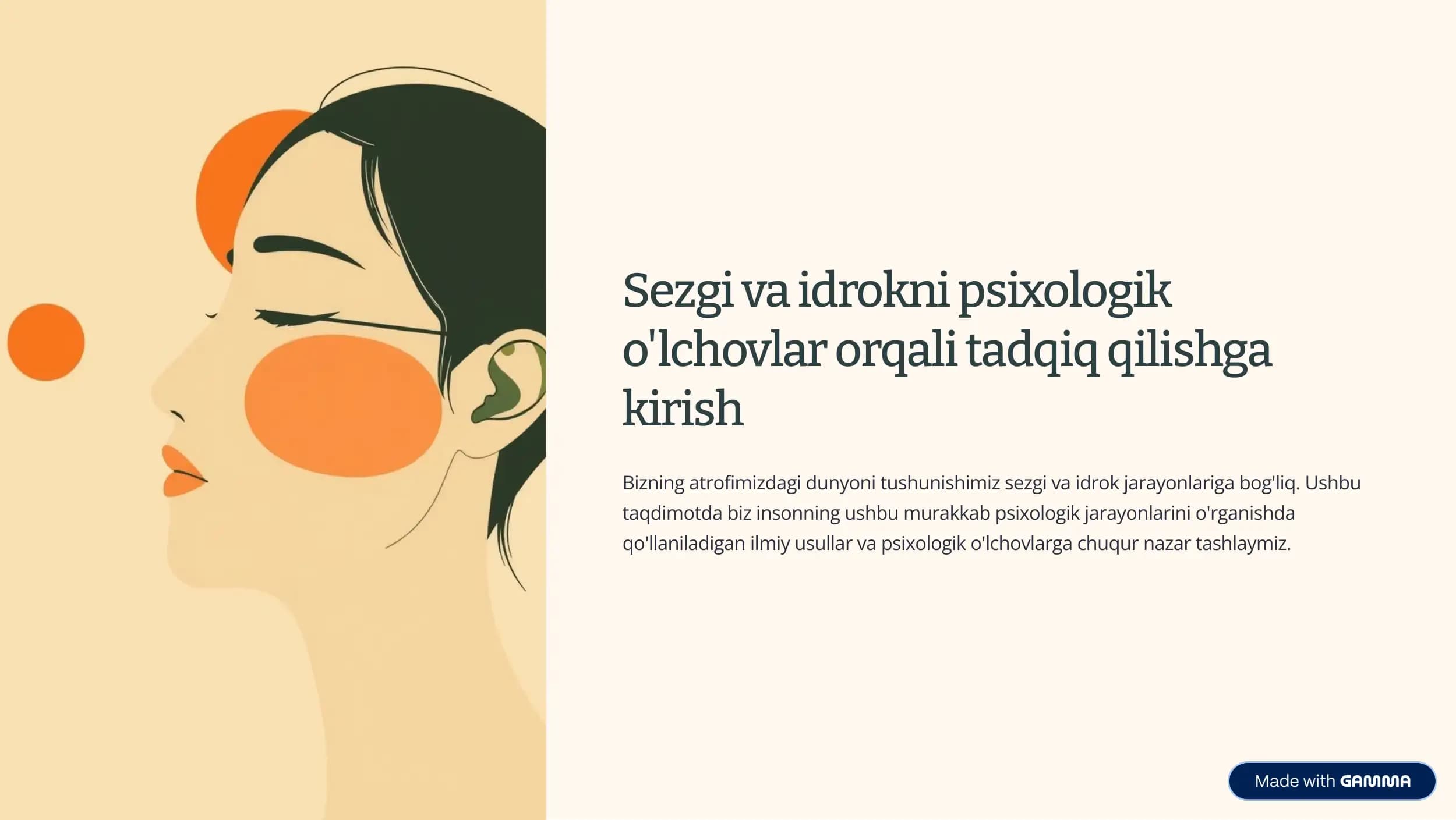 Sezgi va idrokni psixologik o'lchovlar