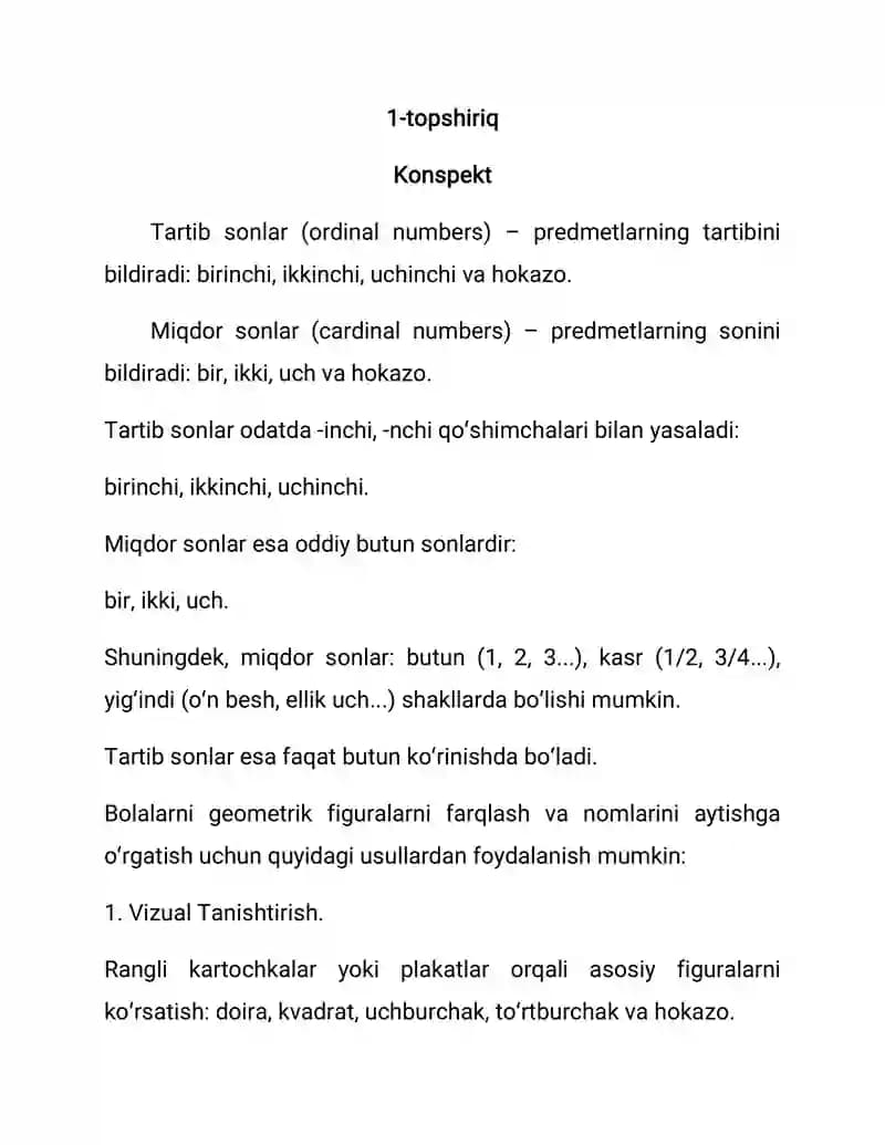 Geometrik Figuralar mashg'uloti