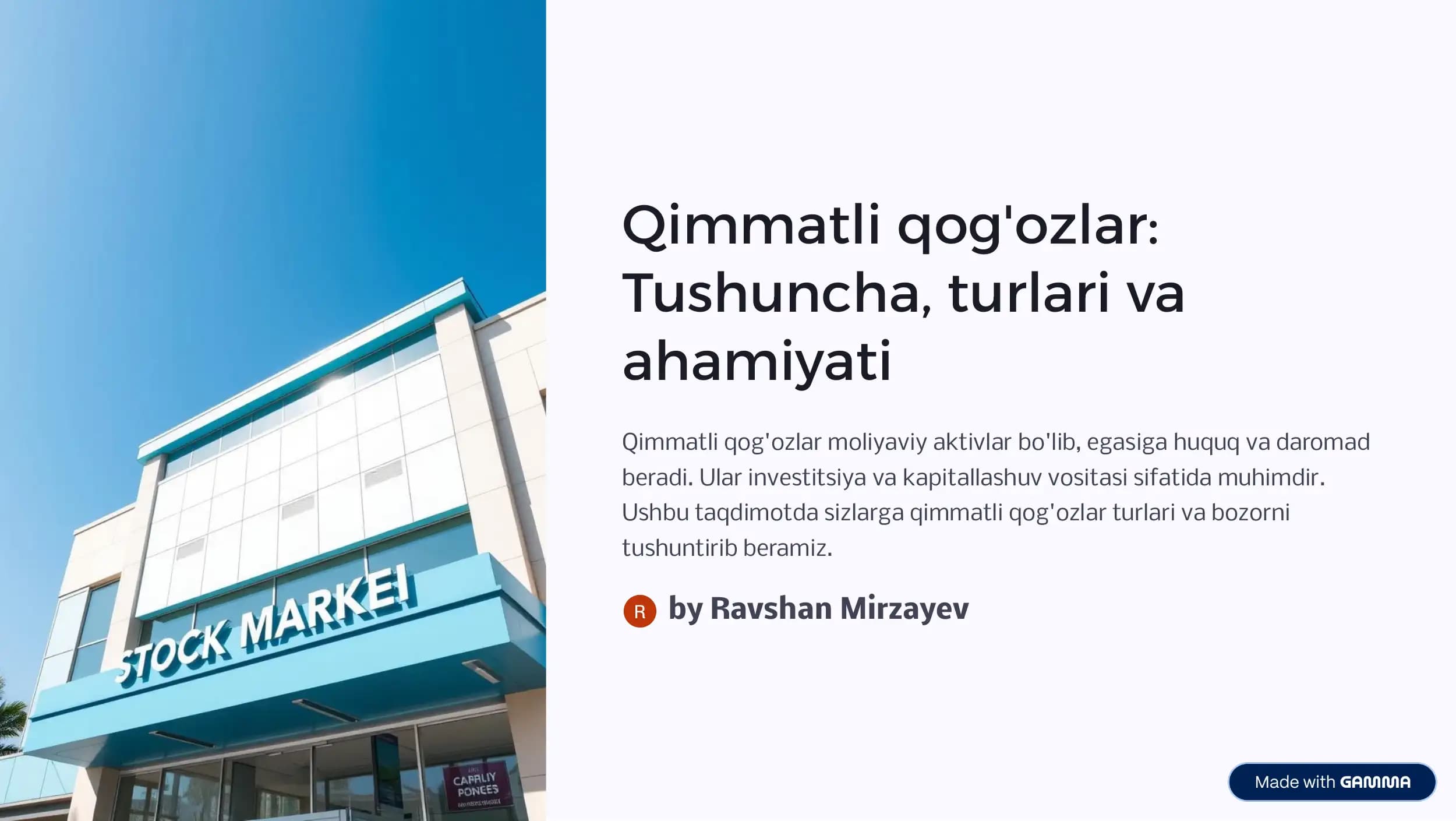 Qimmatli qog'ozlar