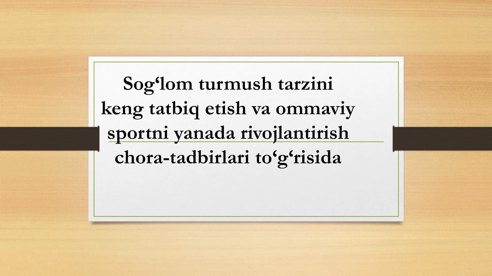 Sog‘lom turmush tarzini keng tatbiq etish va ommaviy sportni yanada rivojlantirish