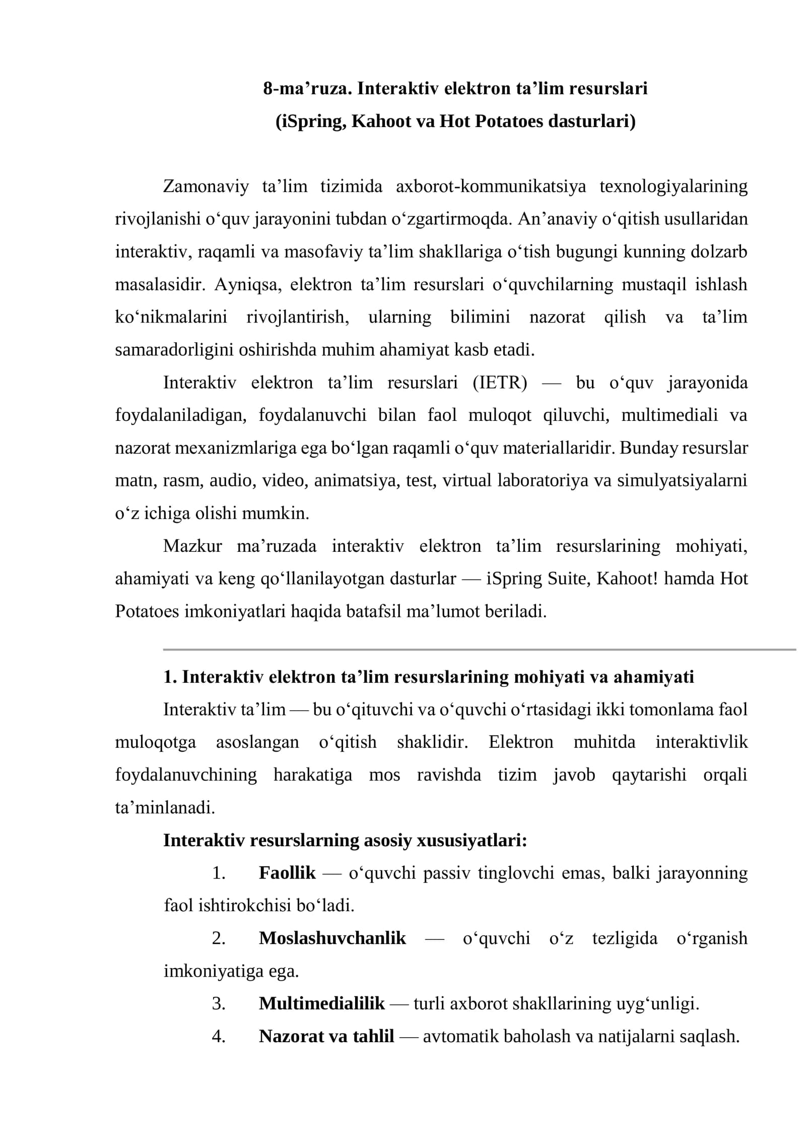 Interaktiv elektron ta’lim resurslari (IETR)