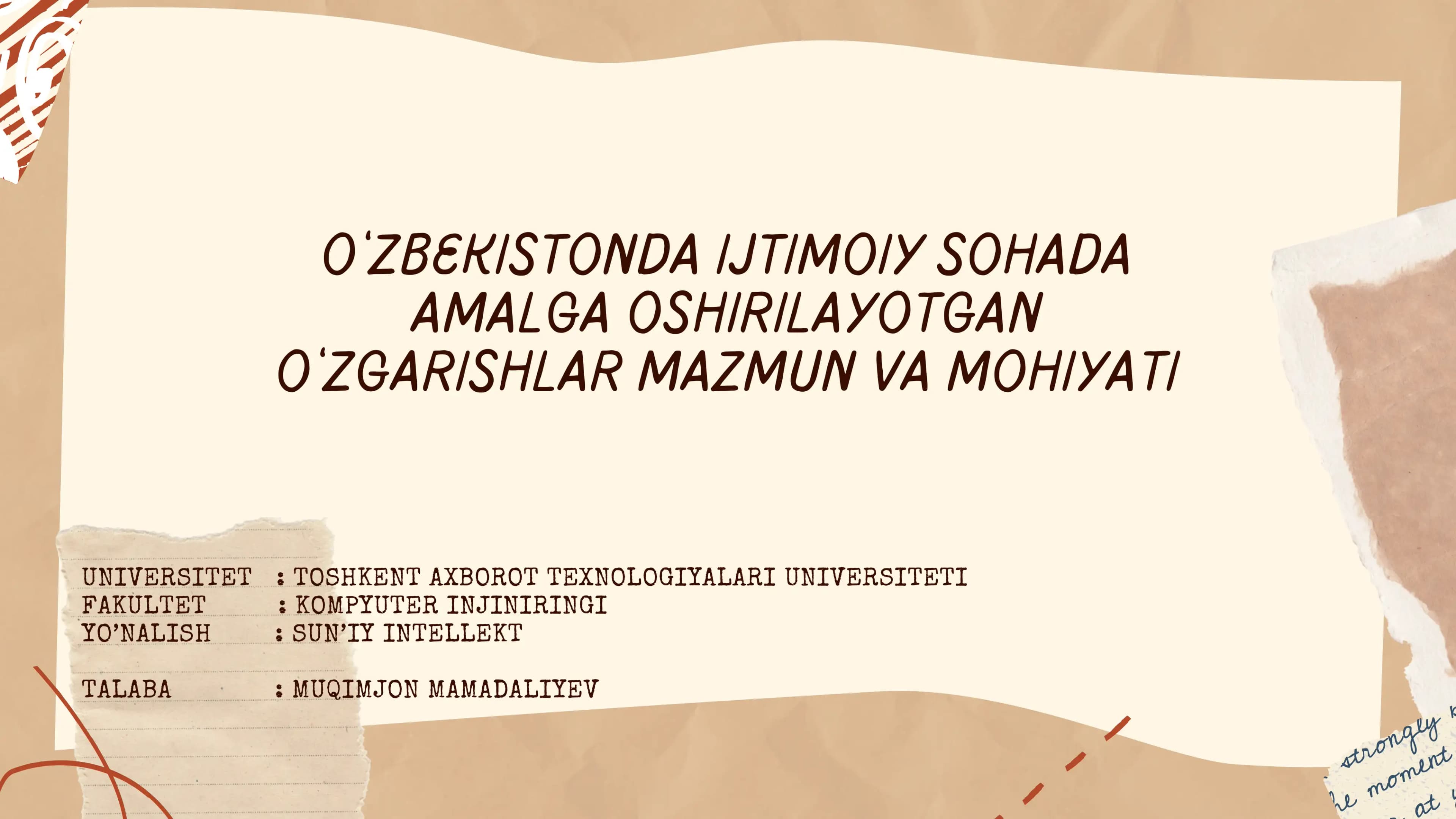 O'zbekiston tarixi fanidan taqdimot