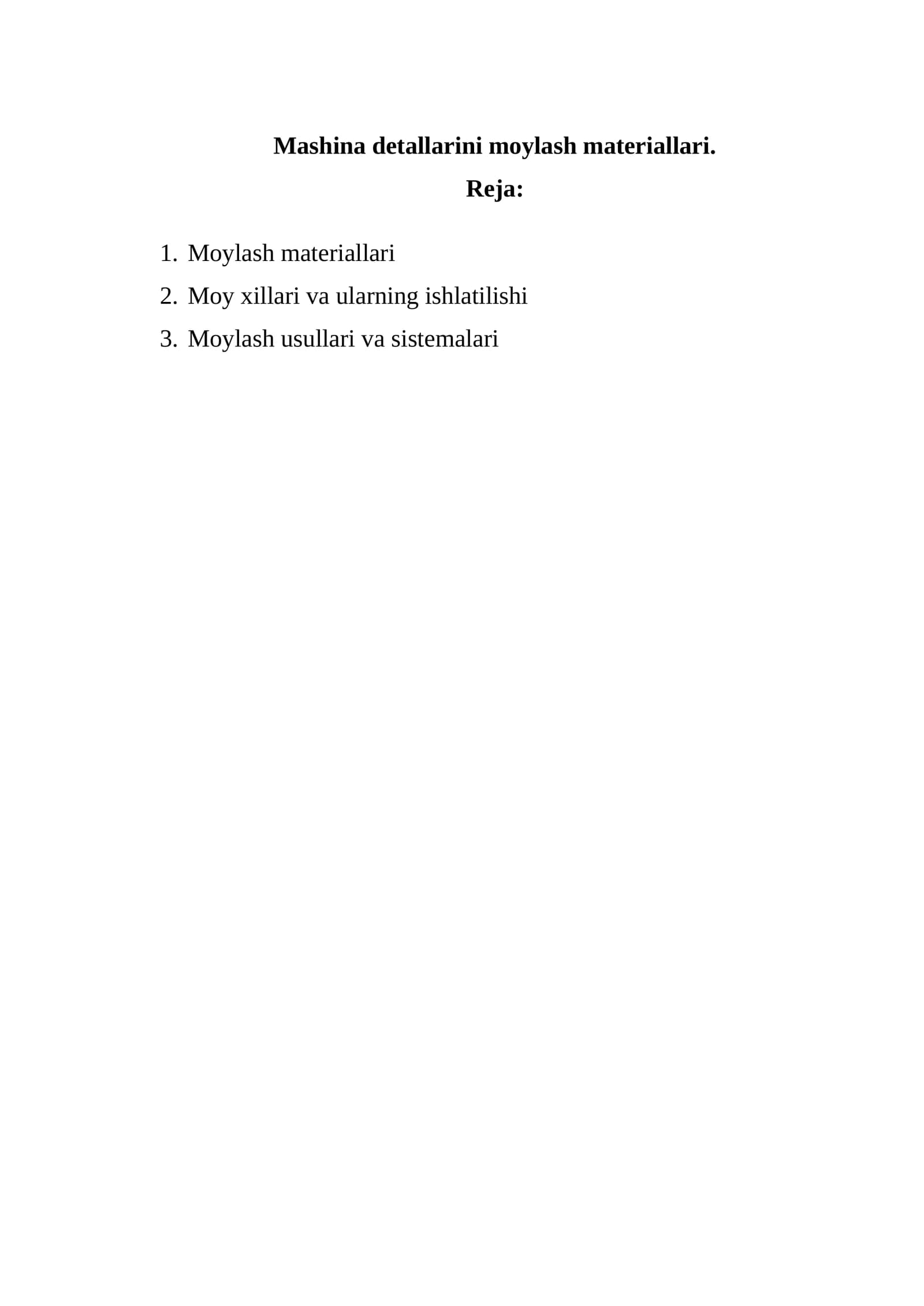 Mashina detallarini moylash materiallari