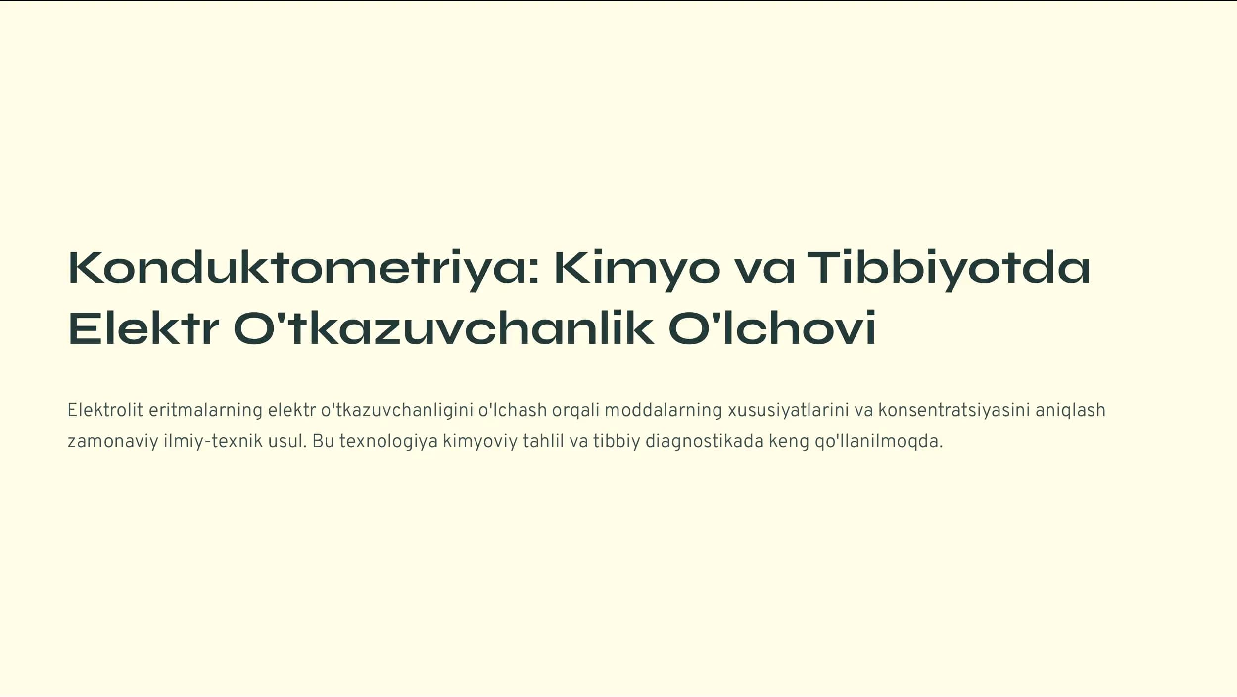 Konduktometriya: Kimyo va Tibbiyotda