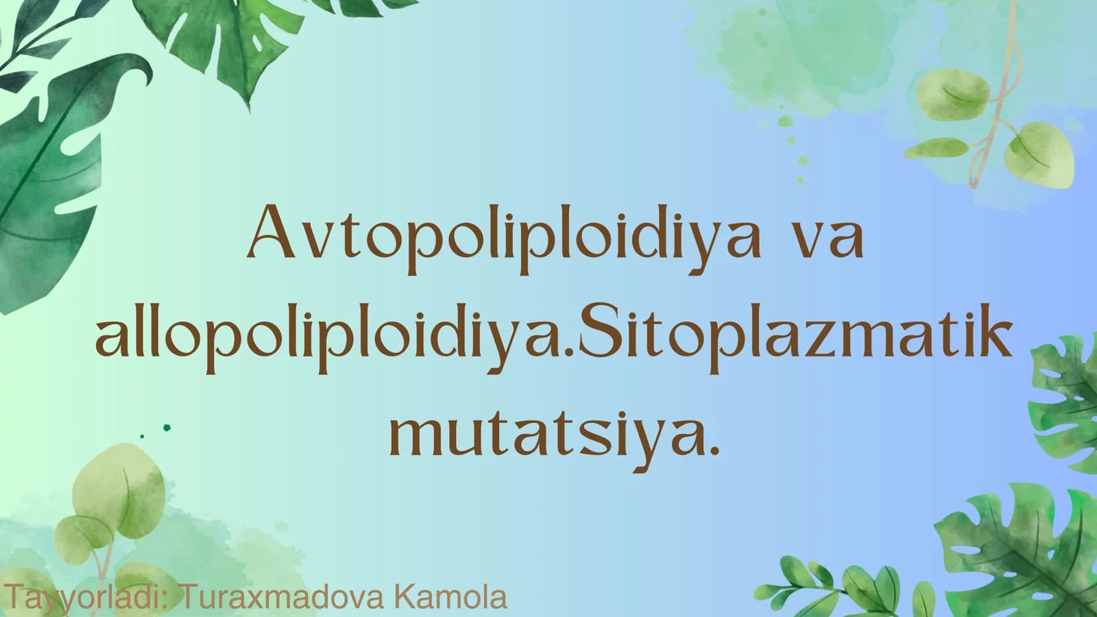Avtopoliploidiya va allopoliploidiya.Sitoplazmatik mutatsiya