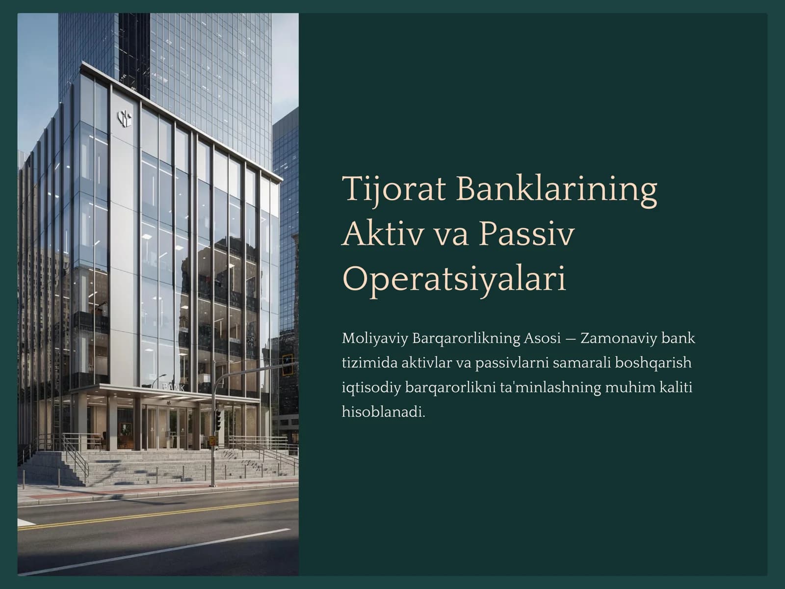 Tijorat Banklarining Aktiv va Passiv Operatsiyalari