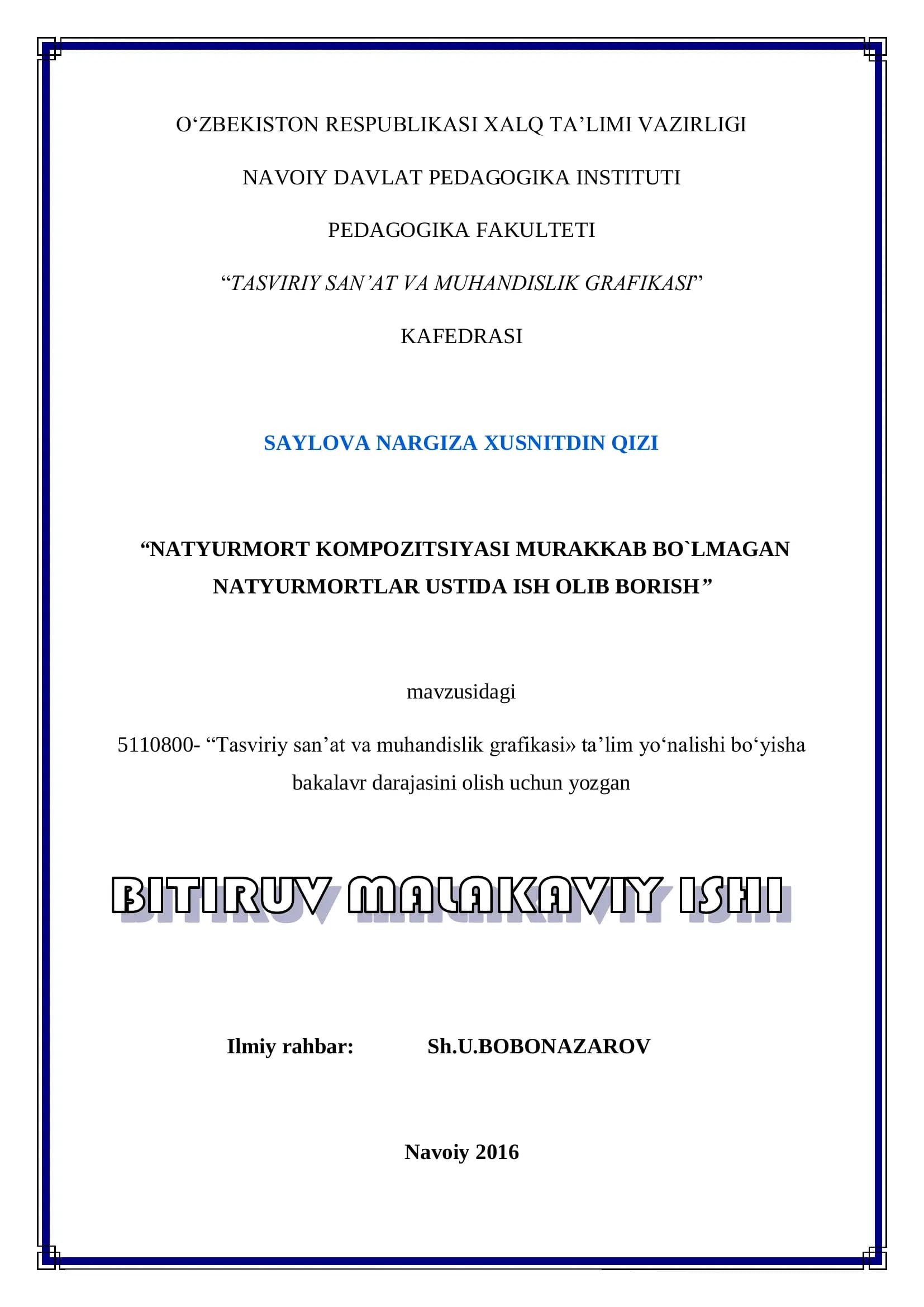Tasviri San’at va Muhandislik Grafikasi