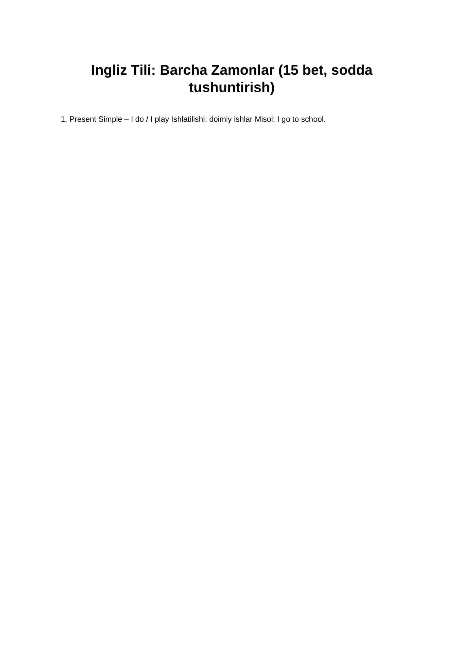 English tenses zamonlar