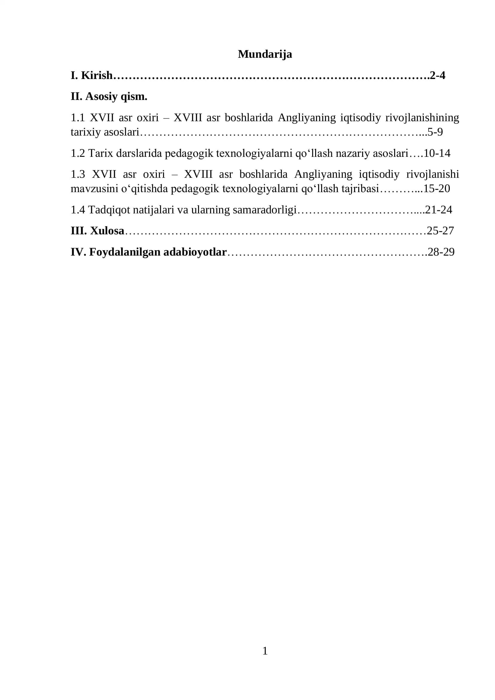 XVII asr oxiri – XVIII asr boshlarida Angliyaning iqtisodiy rivojlanishi
