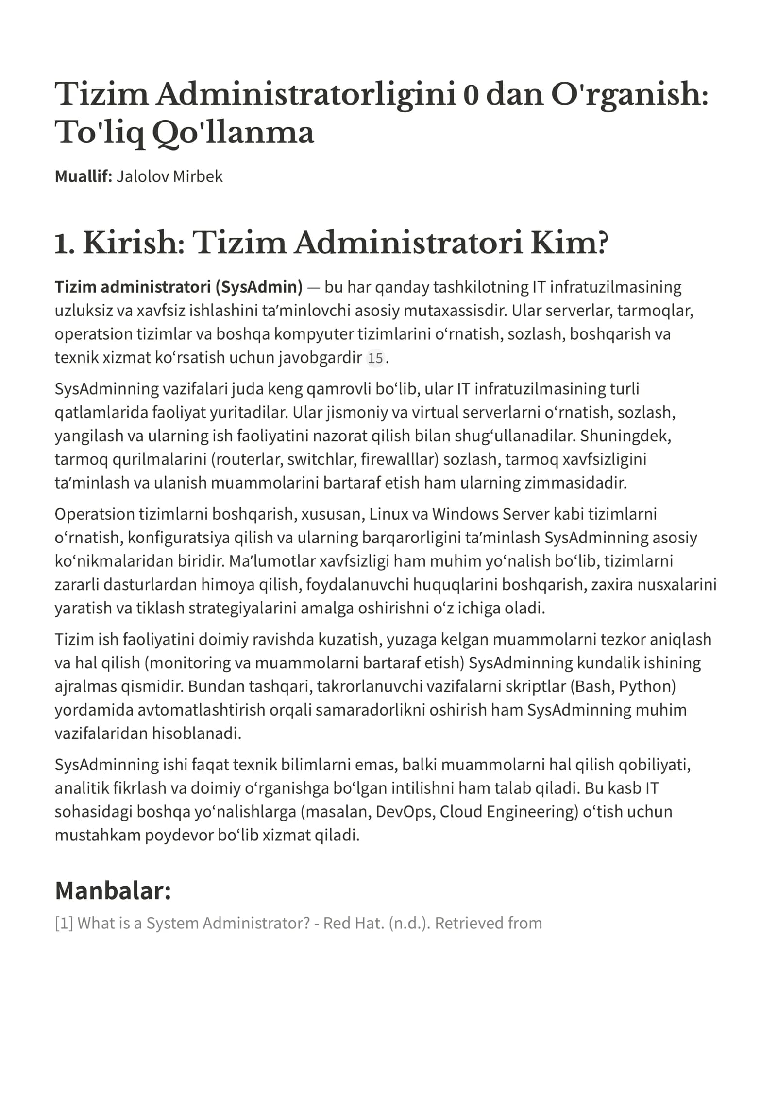 Tizim Administratorligini 0 dan O'rganish: To'liq Qo'llanma