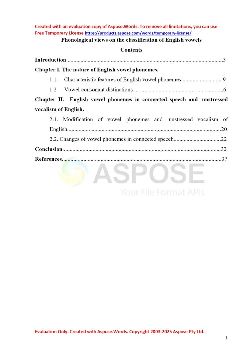 The classification of English vowels