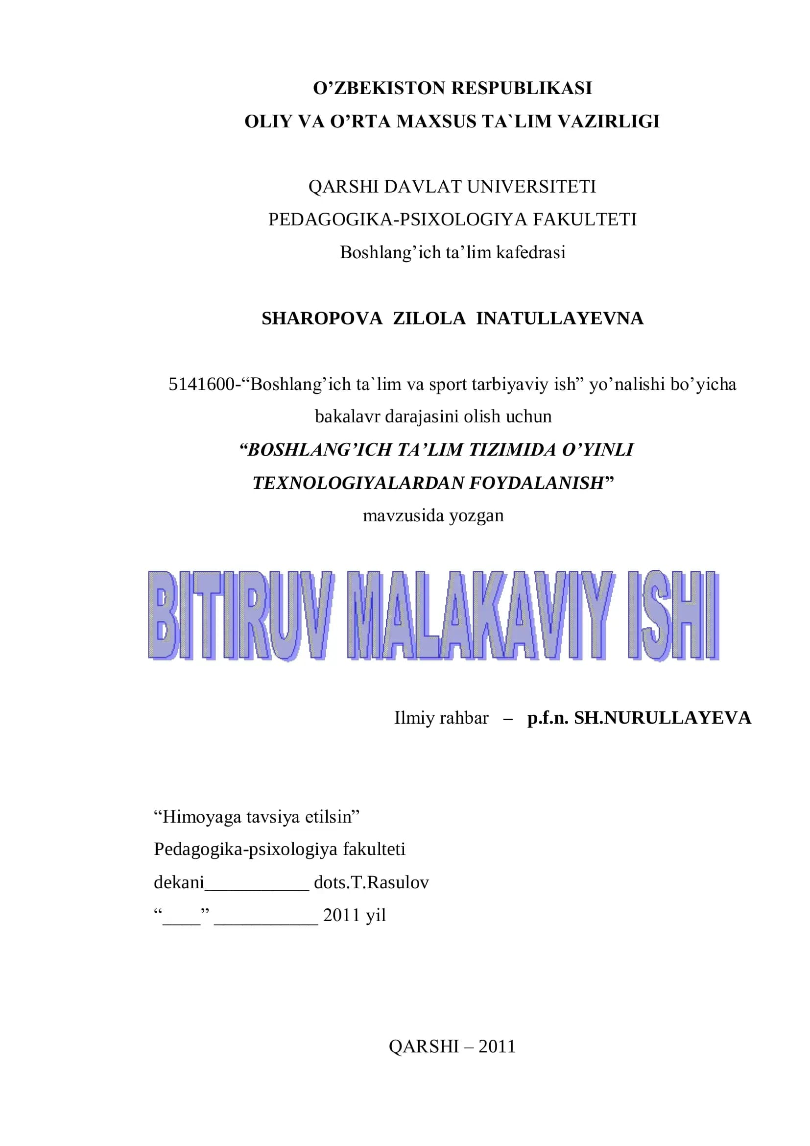 Himoyaga tavsiya etilsin