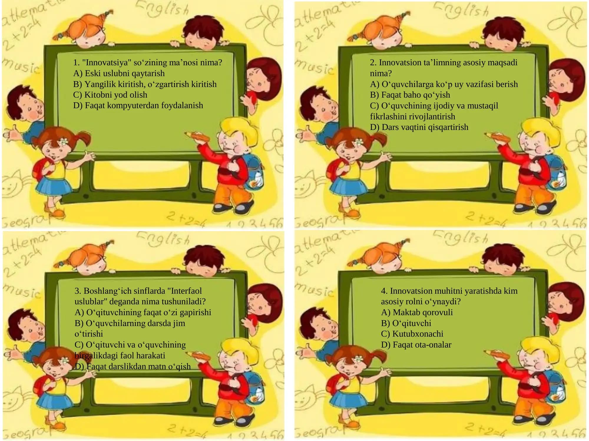 Tarqatma testlar uchun