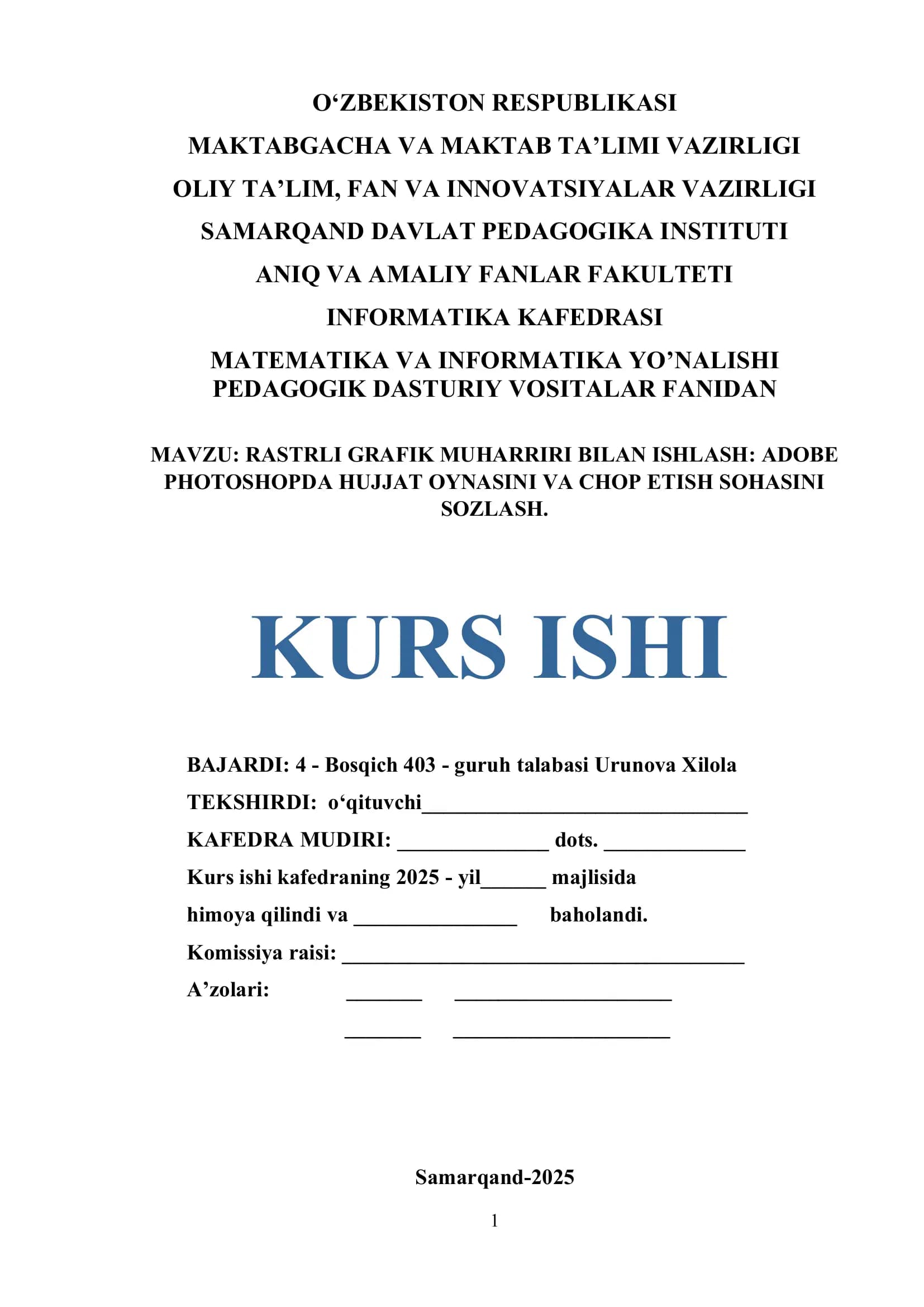 Rastrli Grafik Muharriri Bilan Ishlash