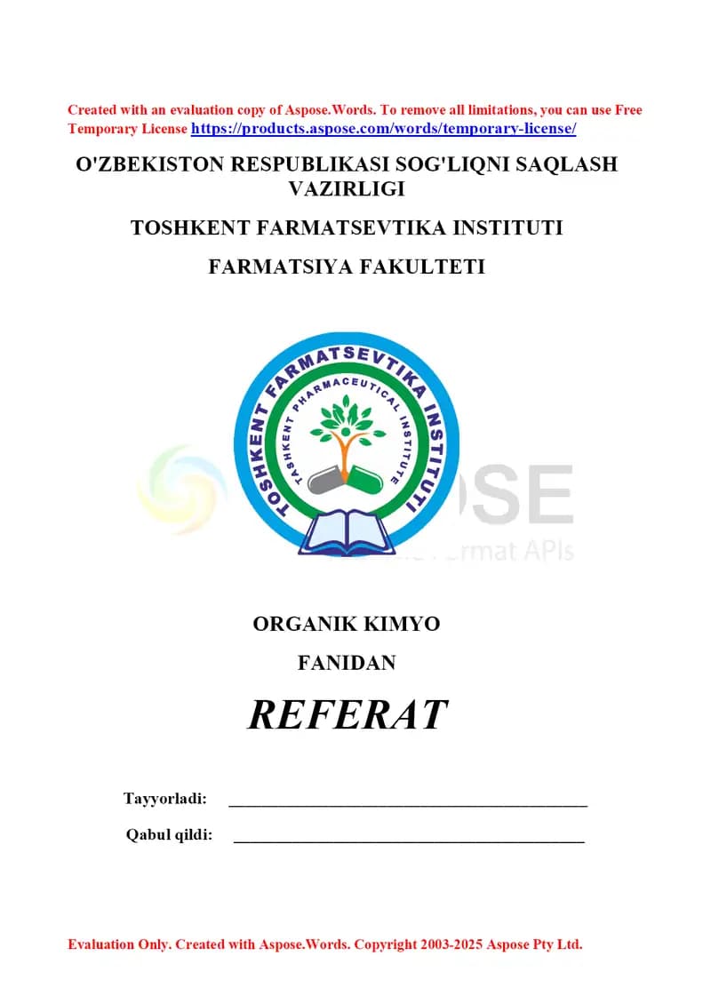 10. Bir va ikki atomli fenollarning olinish usullari. Pikrin kislota. Referat 8 bet