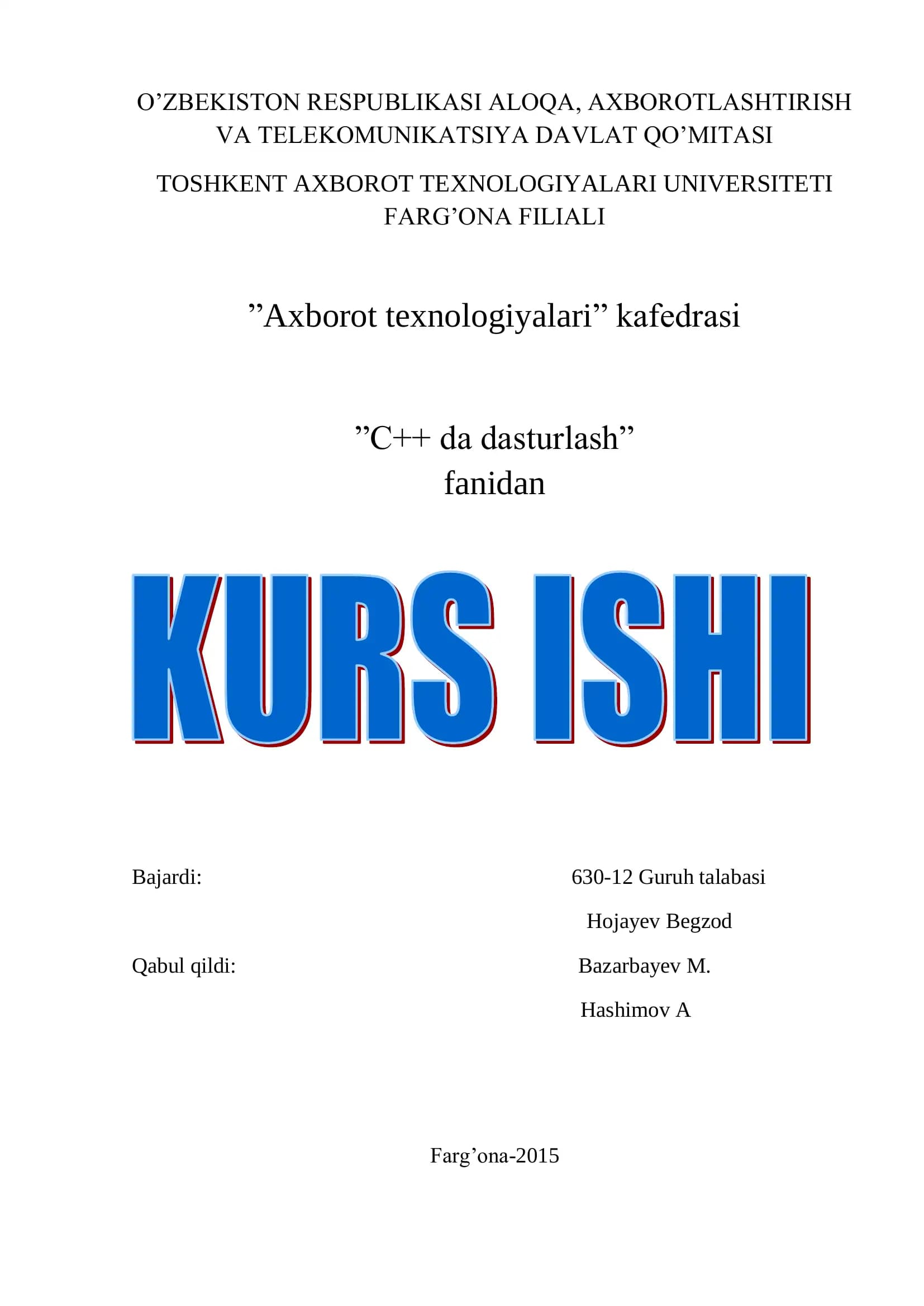 C++ da dasturlash