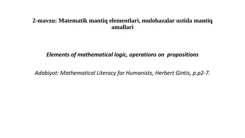 Elements of mathematical logic, operations on propositions