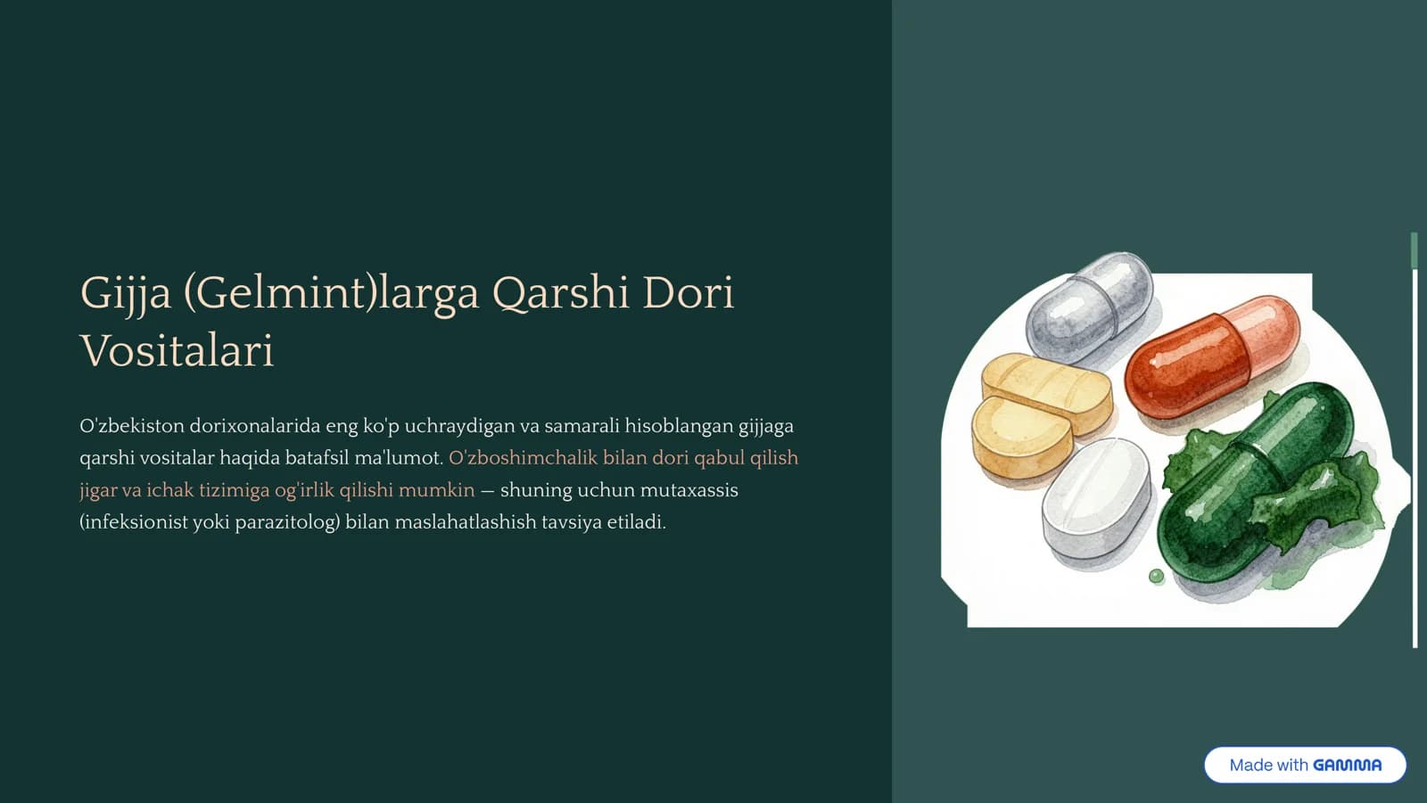 Gijja (Gelmint)larga Qarshi Dori Vositalari