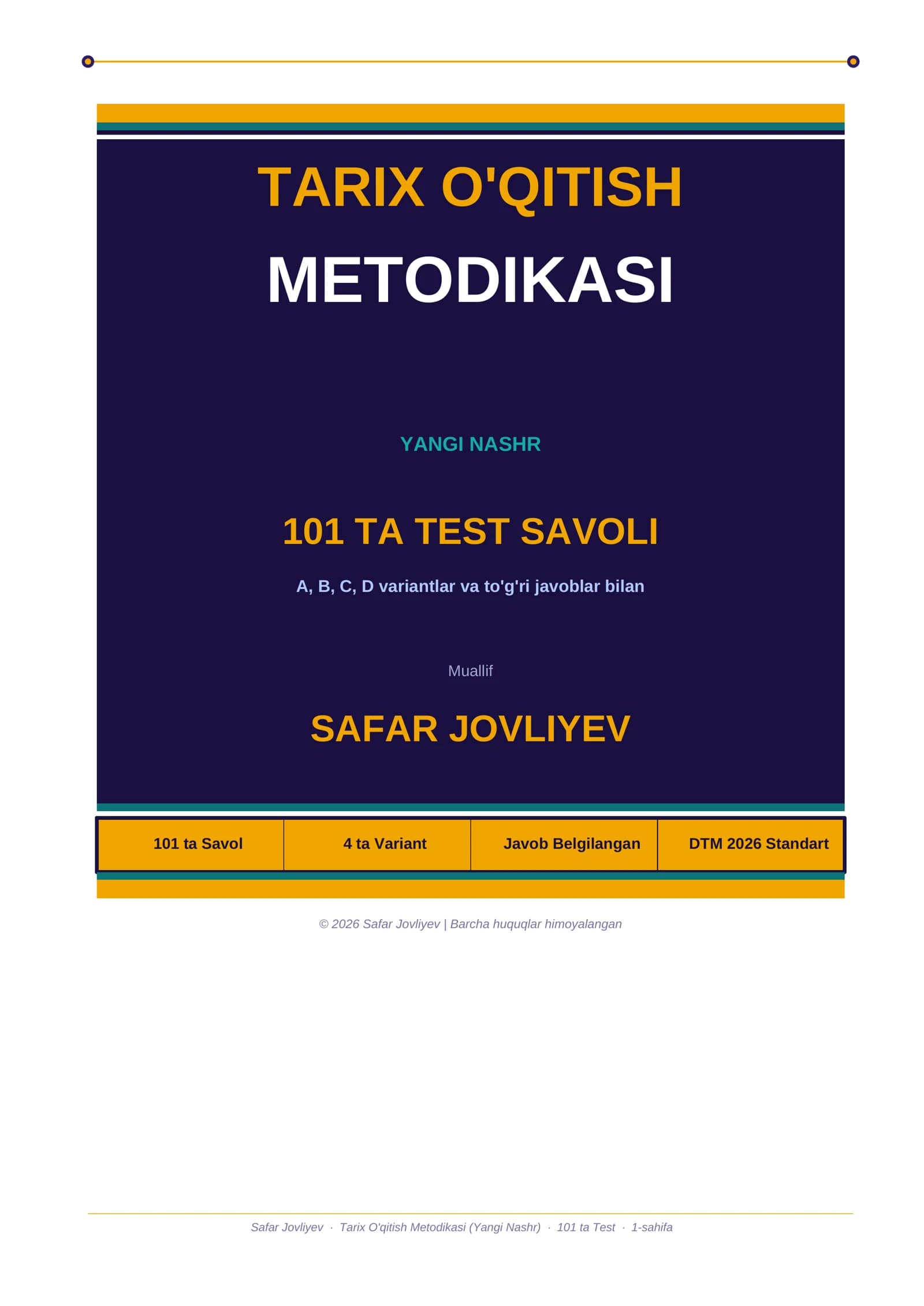 Tarix O'qitish Metodikasi (Yangi Nashr)