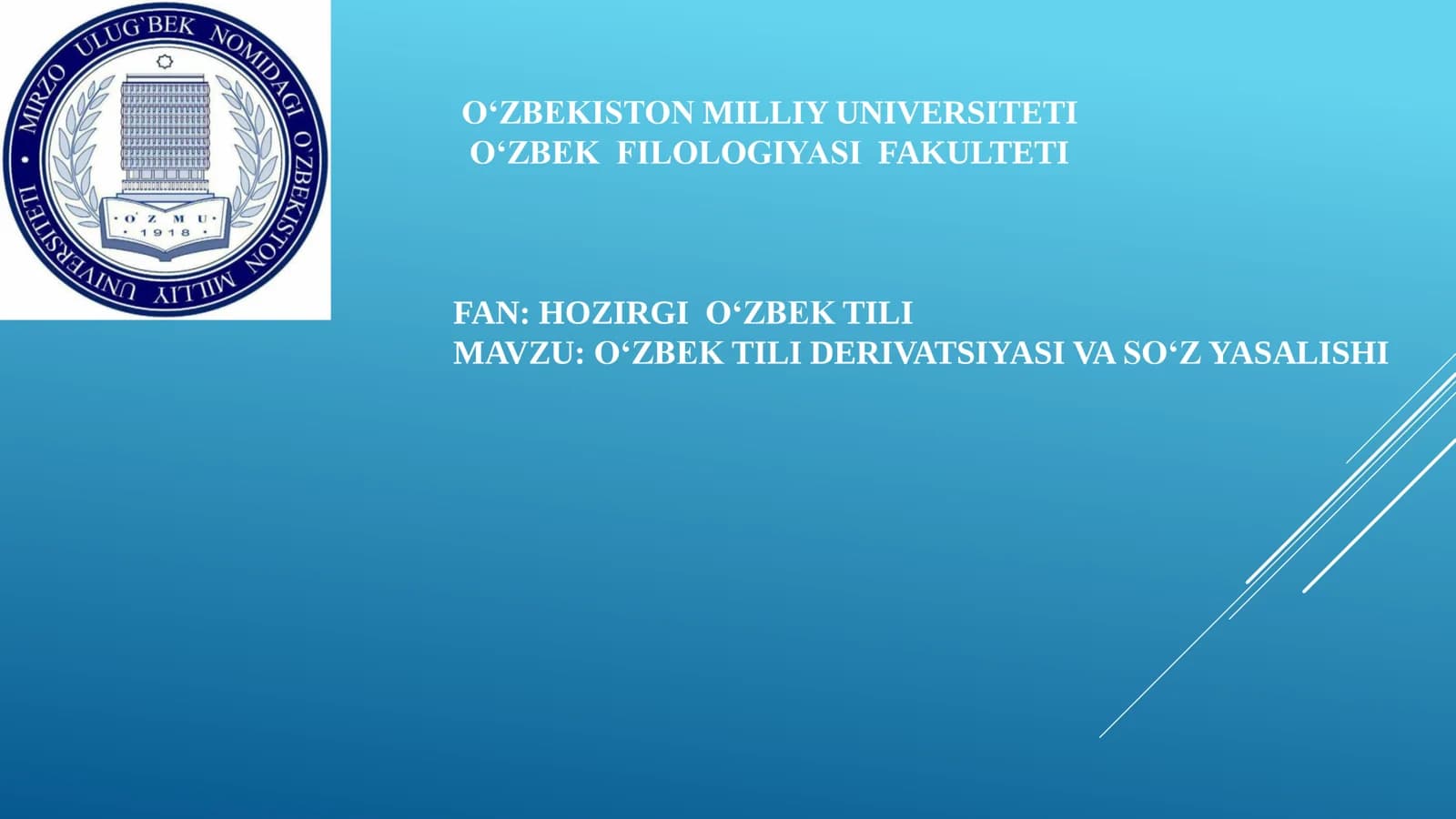 O‘ZBEK TILI DERIVATSIYASI VA SO‘Z YASALISHI