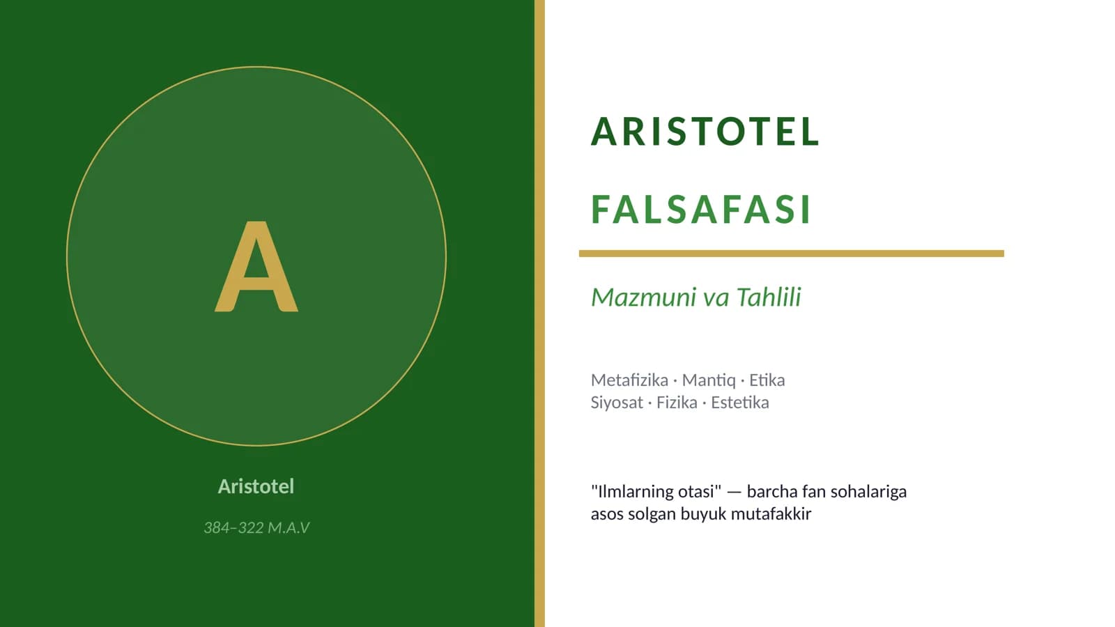 ARISTOTEL FALSAFASI