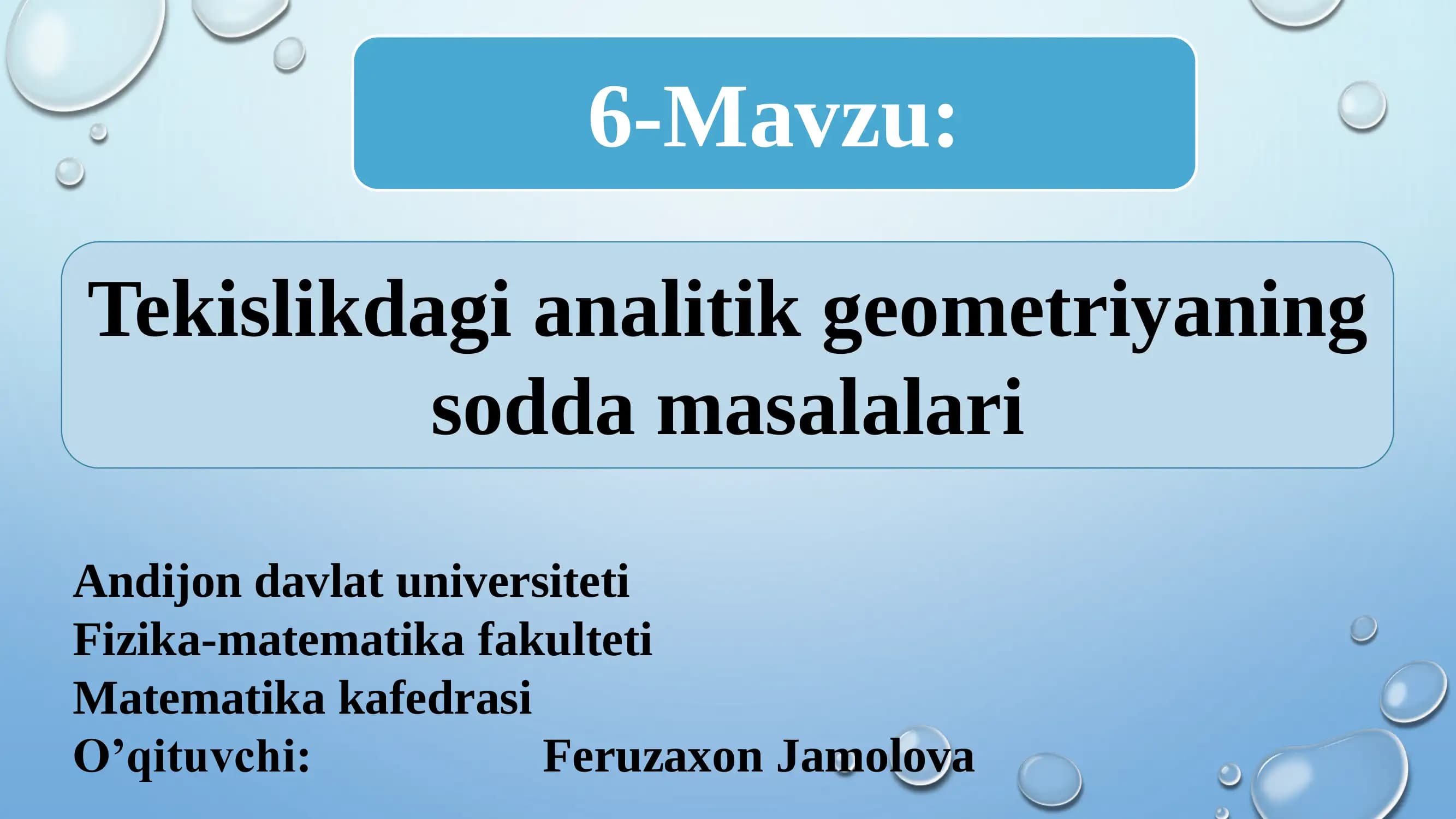 Tekislikdagi analitik geometriyaning sodda masalalari