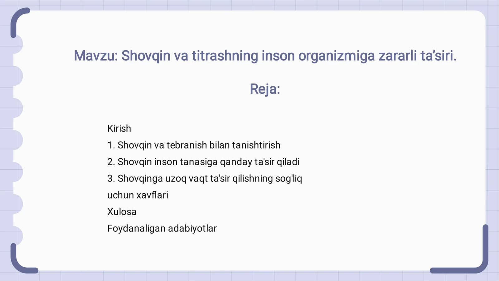 Shovqin va titrashning inson organizmiga zararli ta’siri