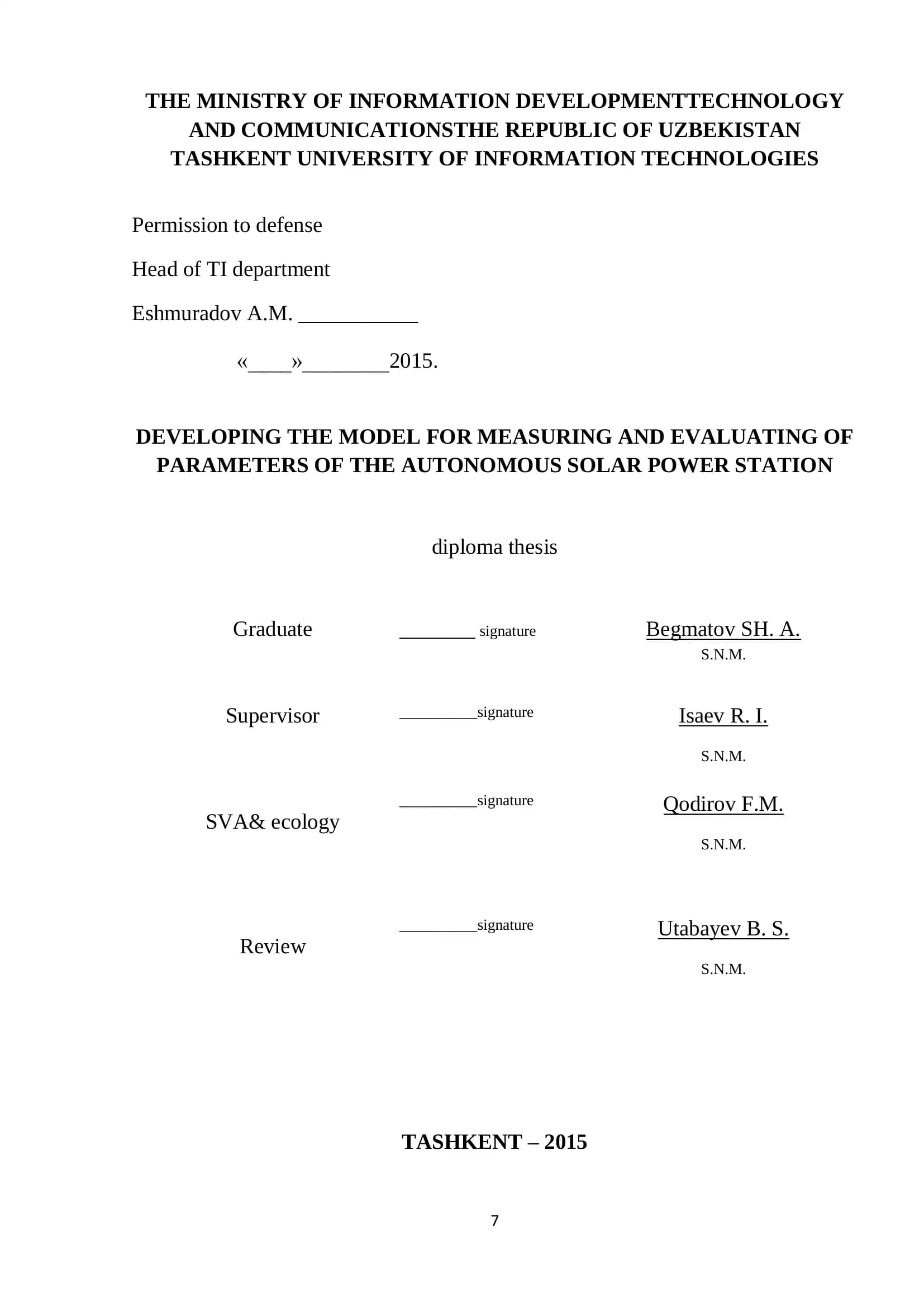 Model for Measuring and Evaluating Parameters of Autonomous Solar Power Station