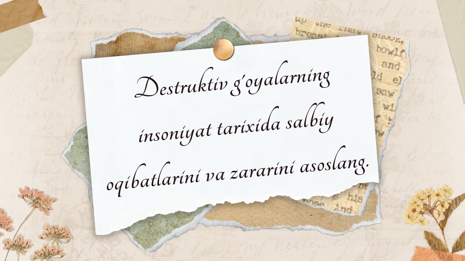 Destruktiv g'oyalarning insoniyat tarixida salbiy oqibatlari va zarari