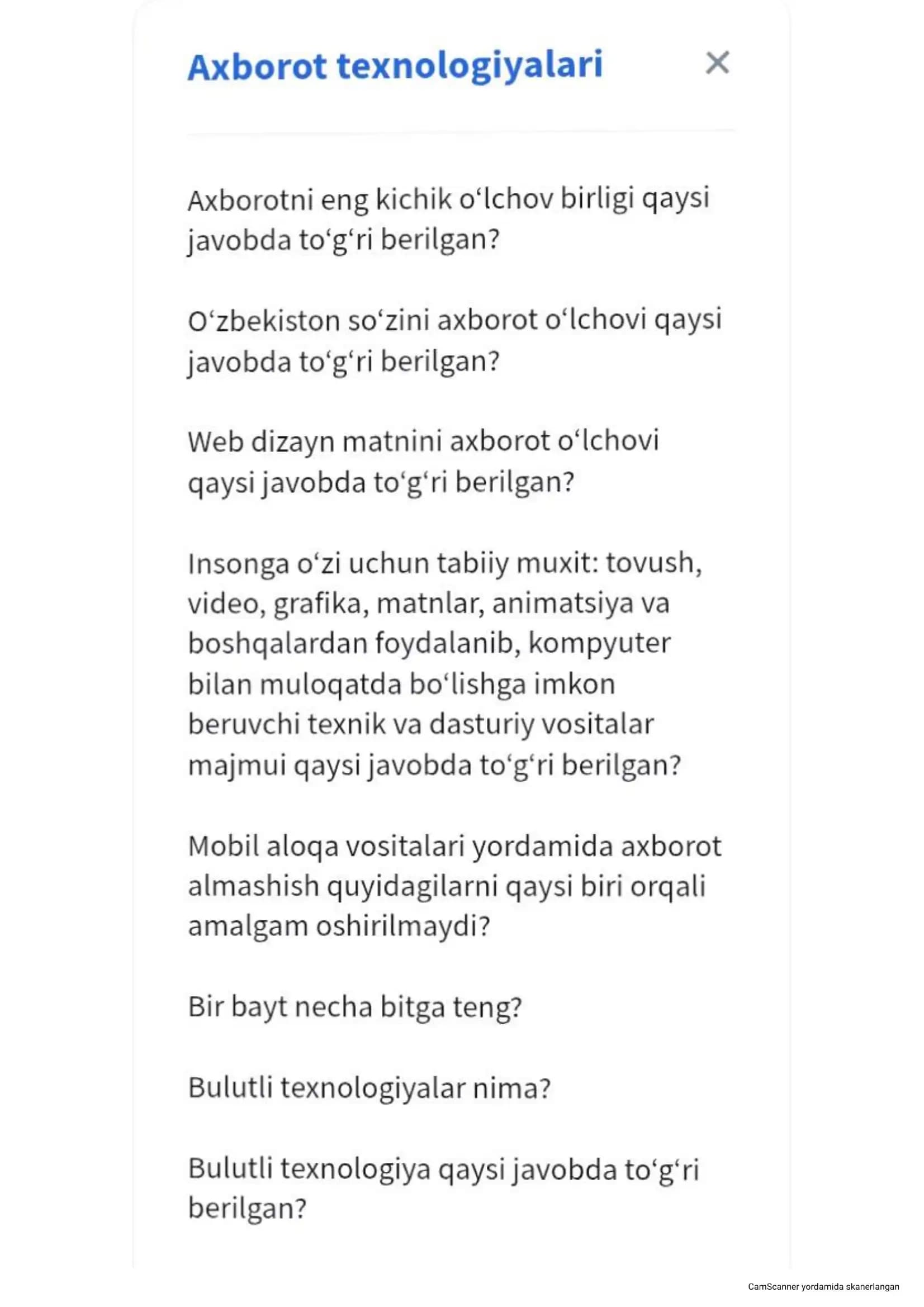 Agros test javoblari bilan yangi 2025-yil