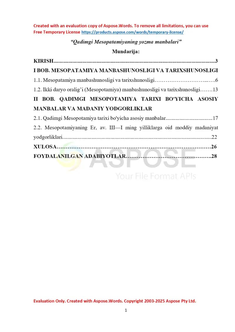 Qadimgi Mesopotamiyaning yozma manbalari