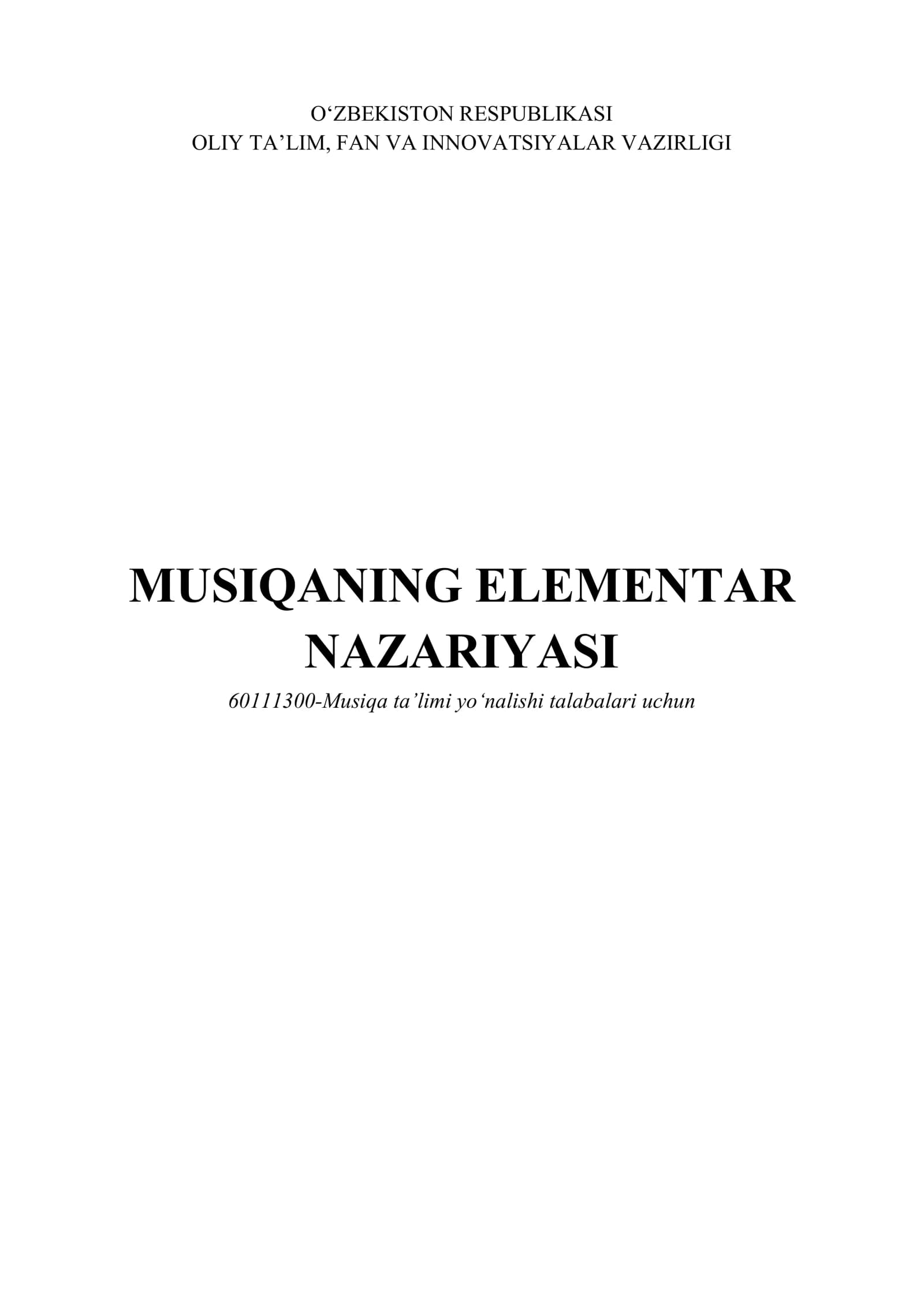 Musiqаning Elementаr Nаzаriyаsi
