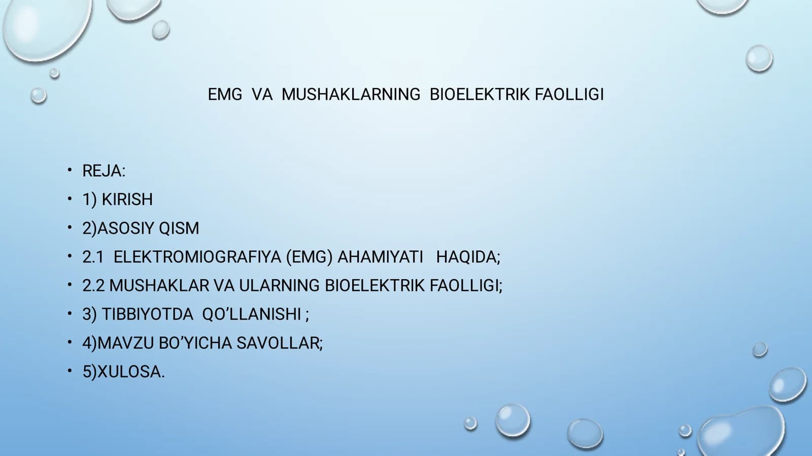 EMG VA MUSHAKLARNING BIOELEKTRIK FAOLLIGI