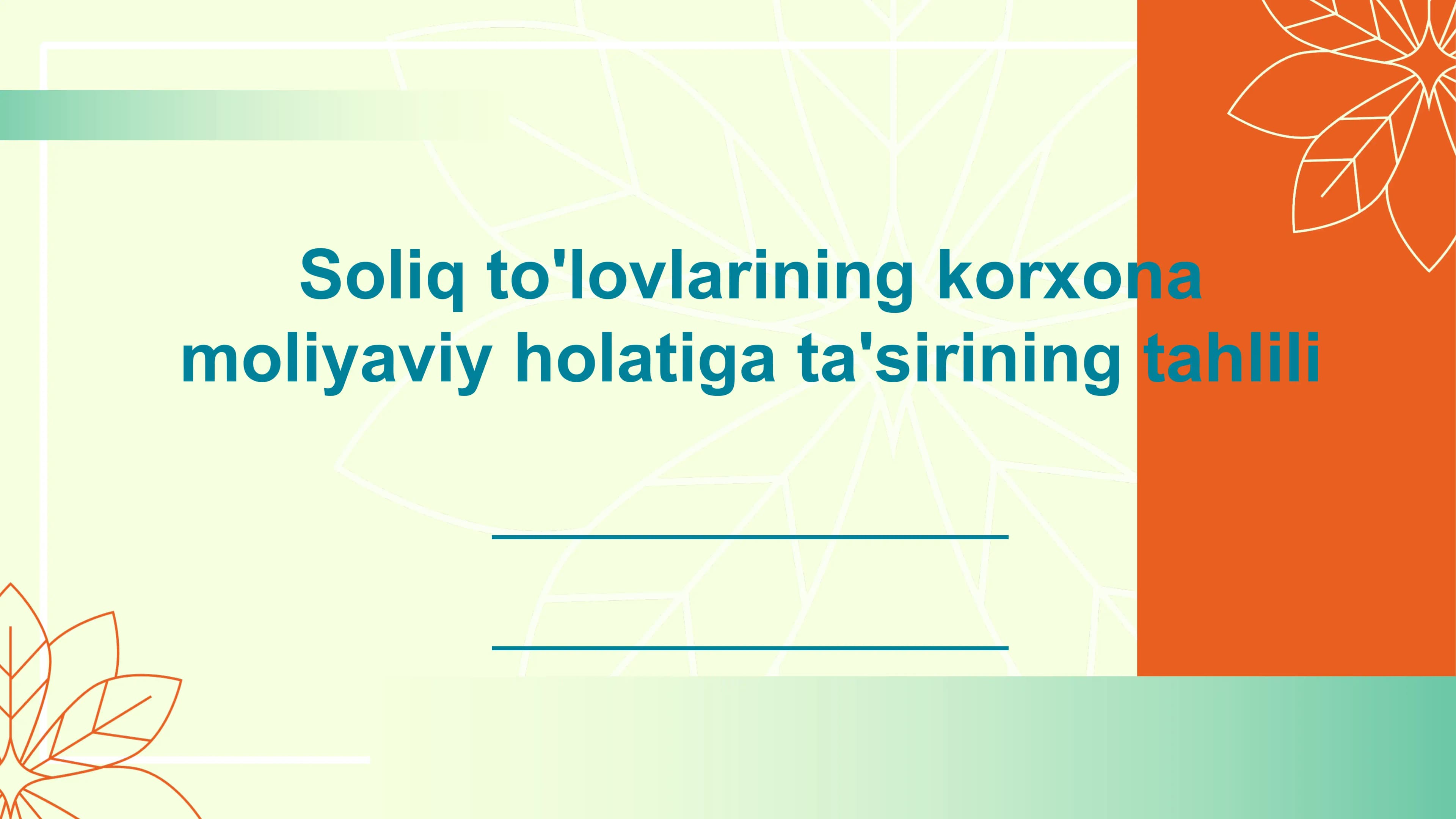 Soliq to'lovlarining korxona