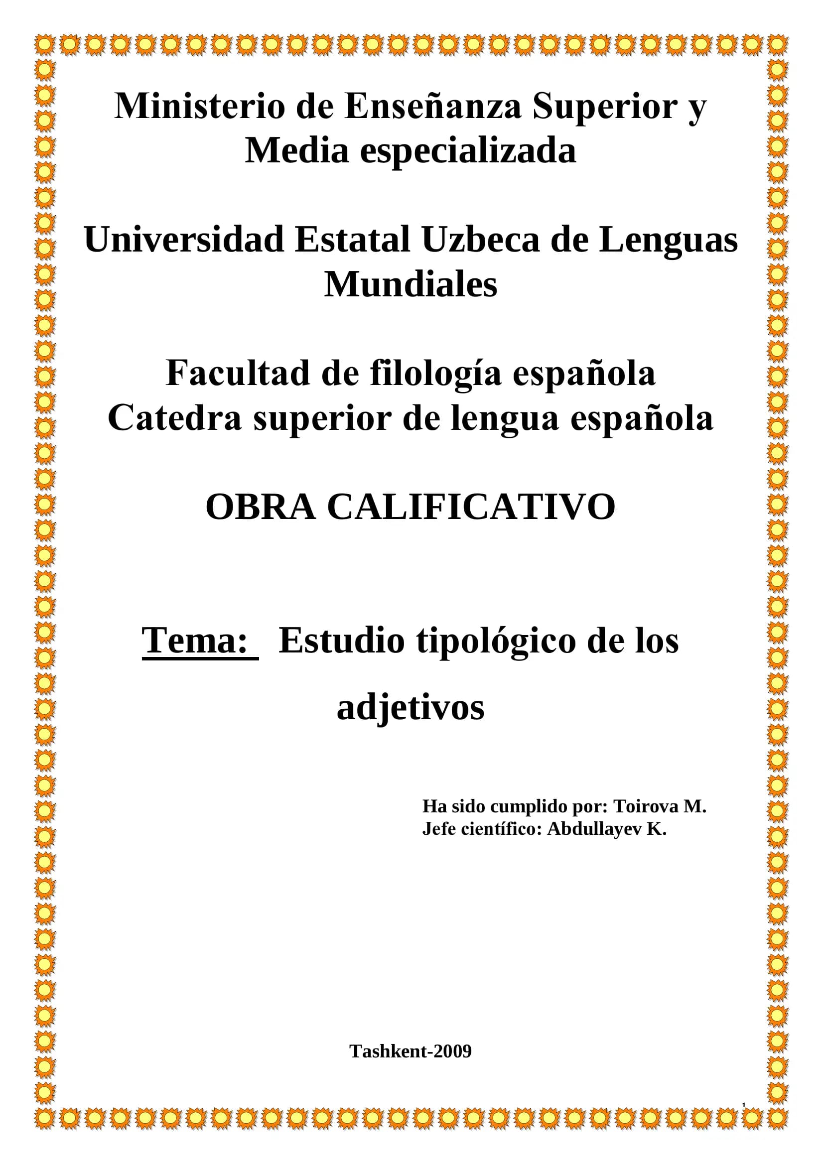 Estudio tipológico de los adjetivos
