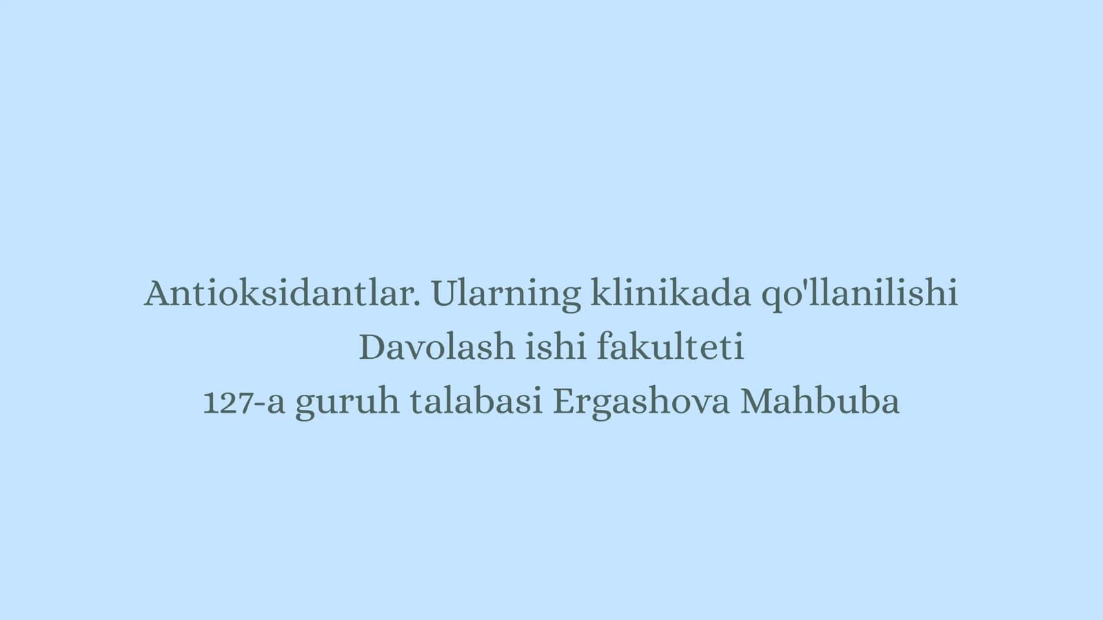 Antioksidantlar. Ularning klinikada qo'llanilishi