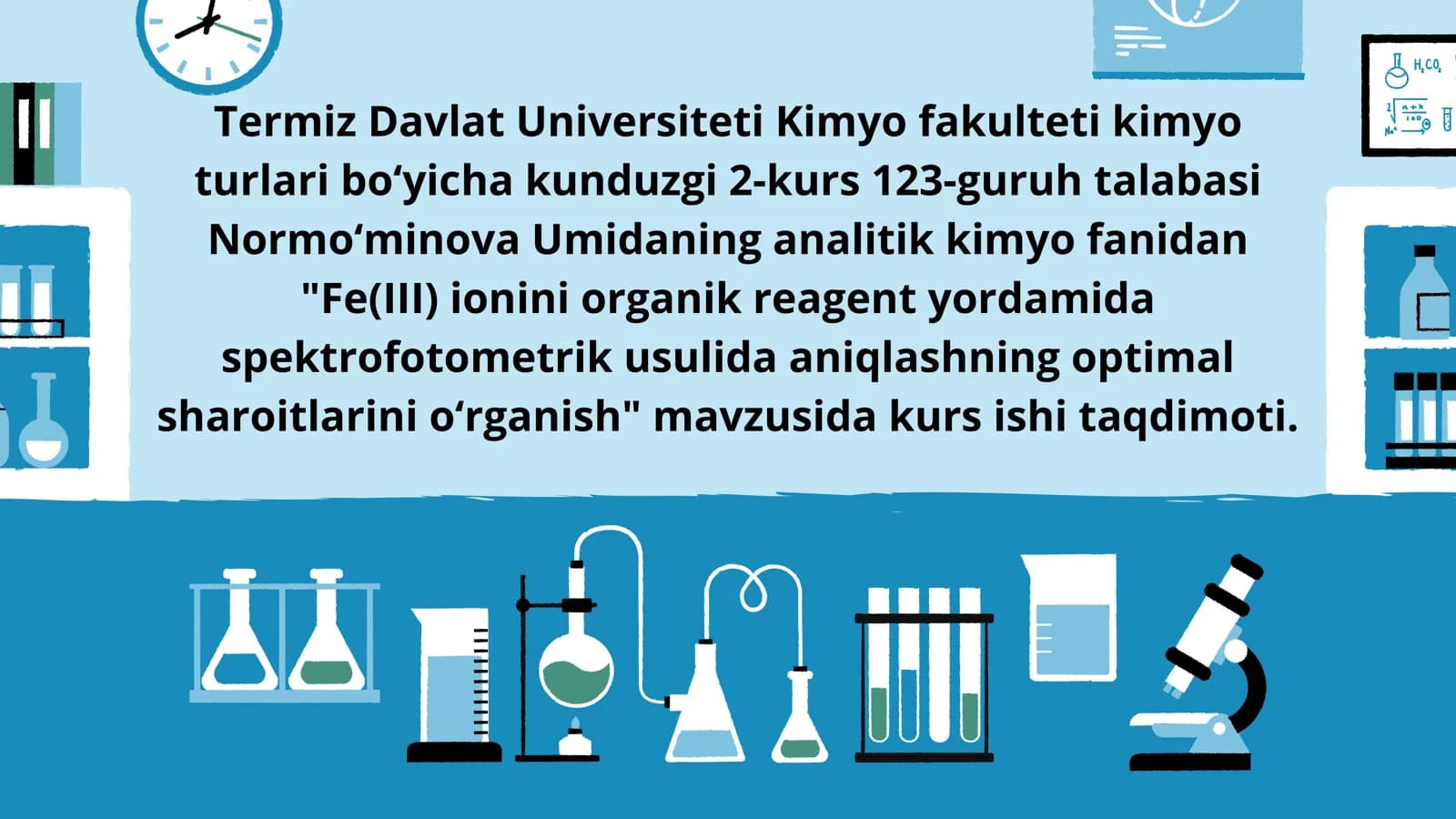 Fe(III) ionini organik reagent yordamida spektrofotometrik usulida aniqlashning optimal sharoitlarini oʻrganish
