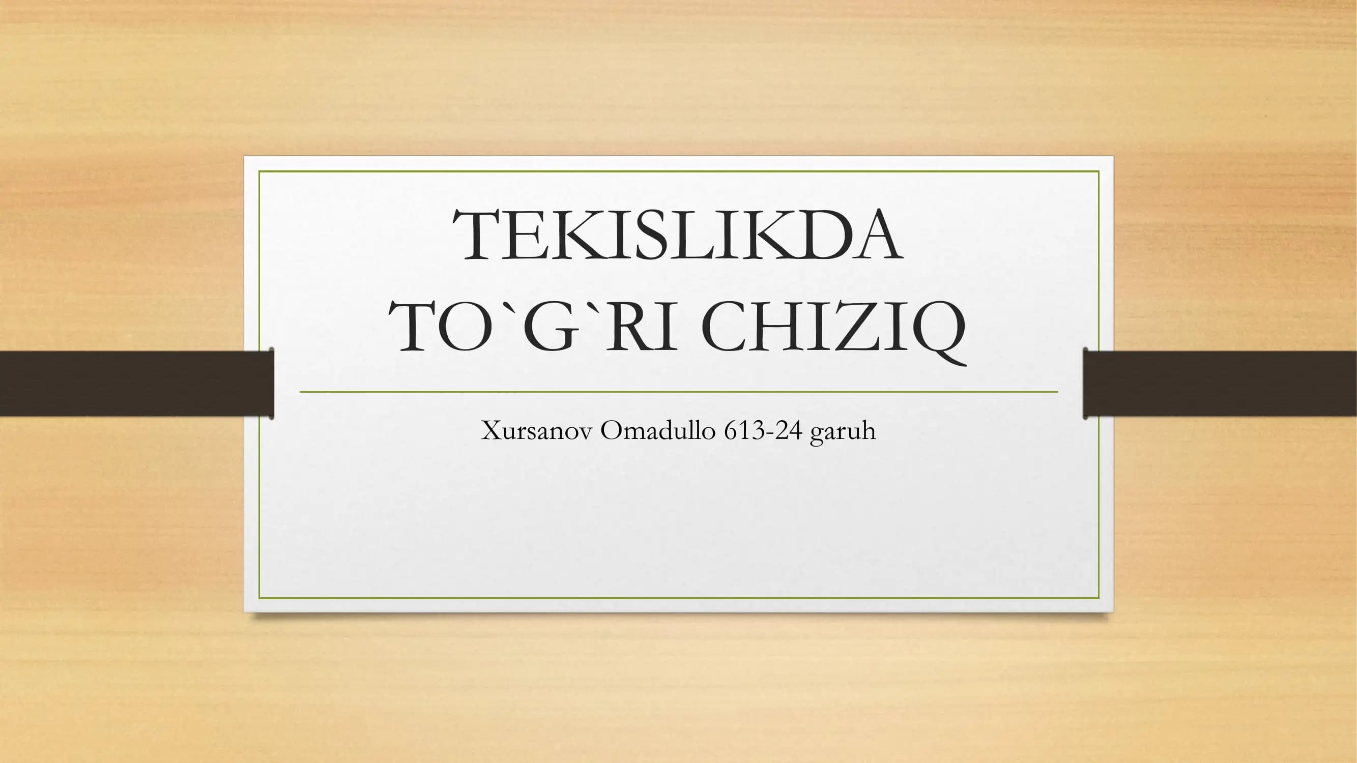 Tekislikda To'g'ri Chiziq